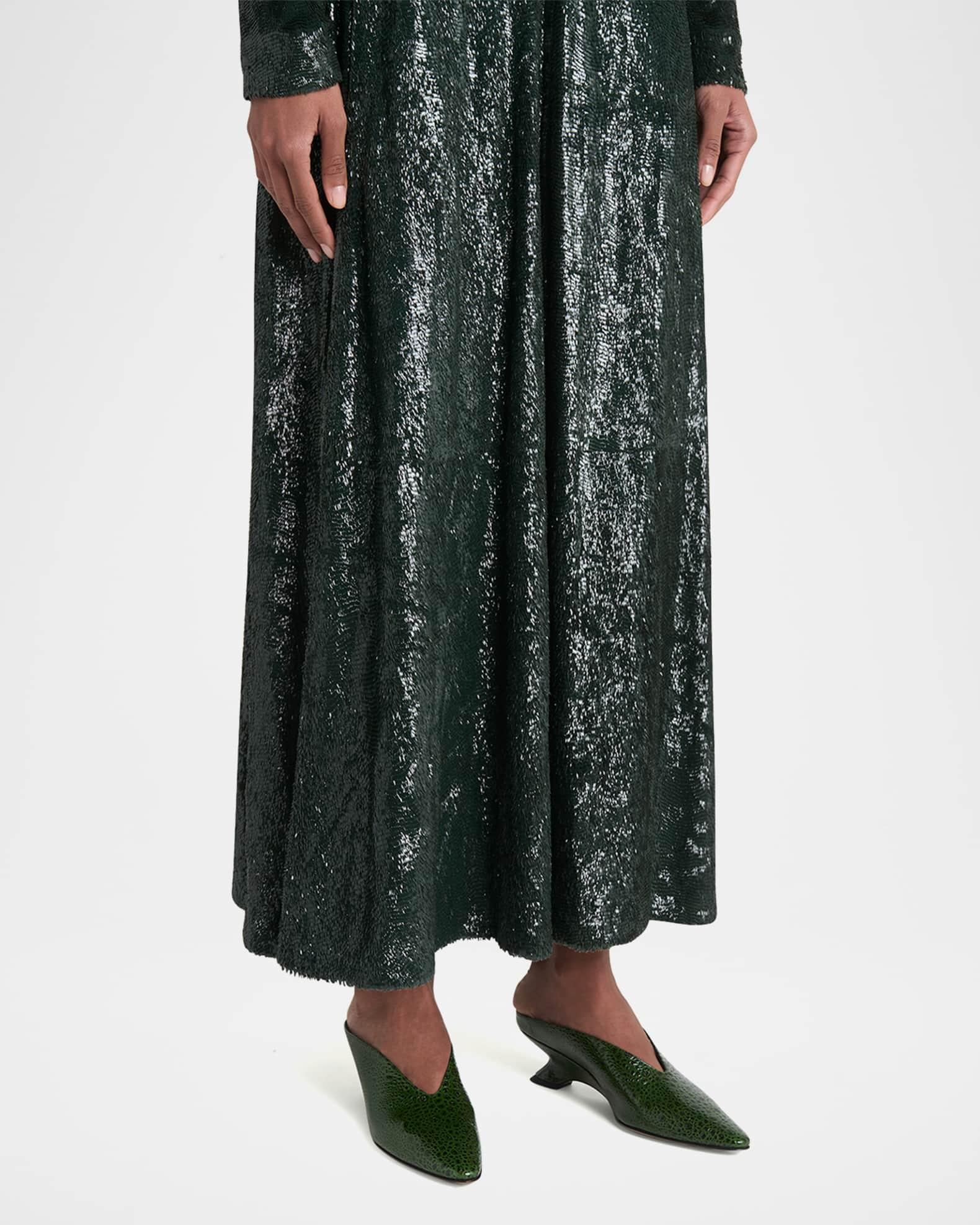 Frog-Print Leather Kitten-Heel Mules Product Image