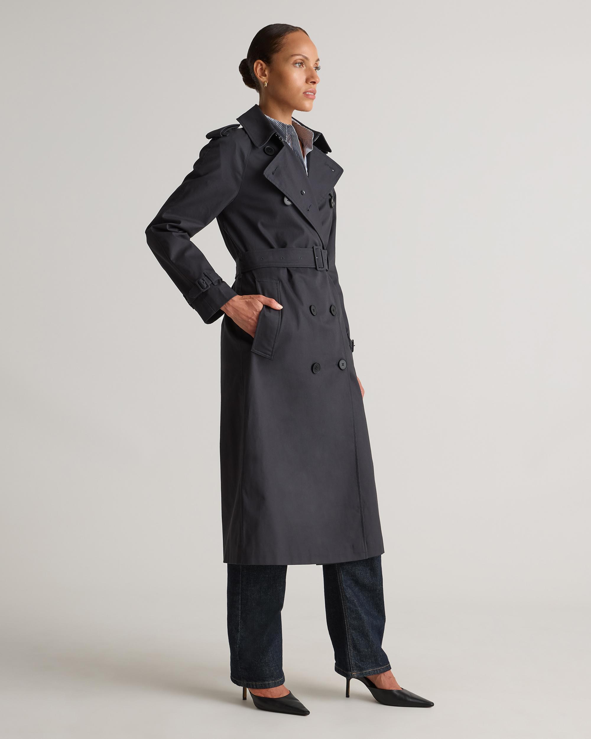 Quince | Women's Comfort Stretch Long Trench Coat Organic Cotton Product Image