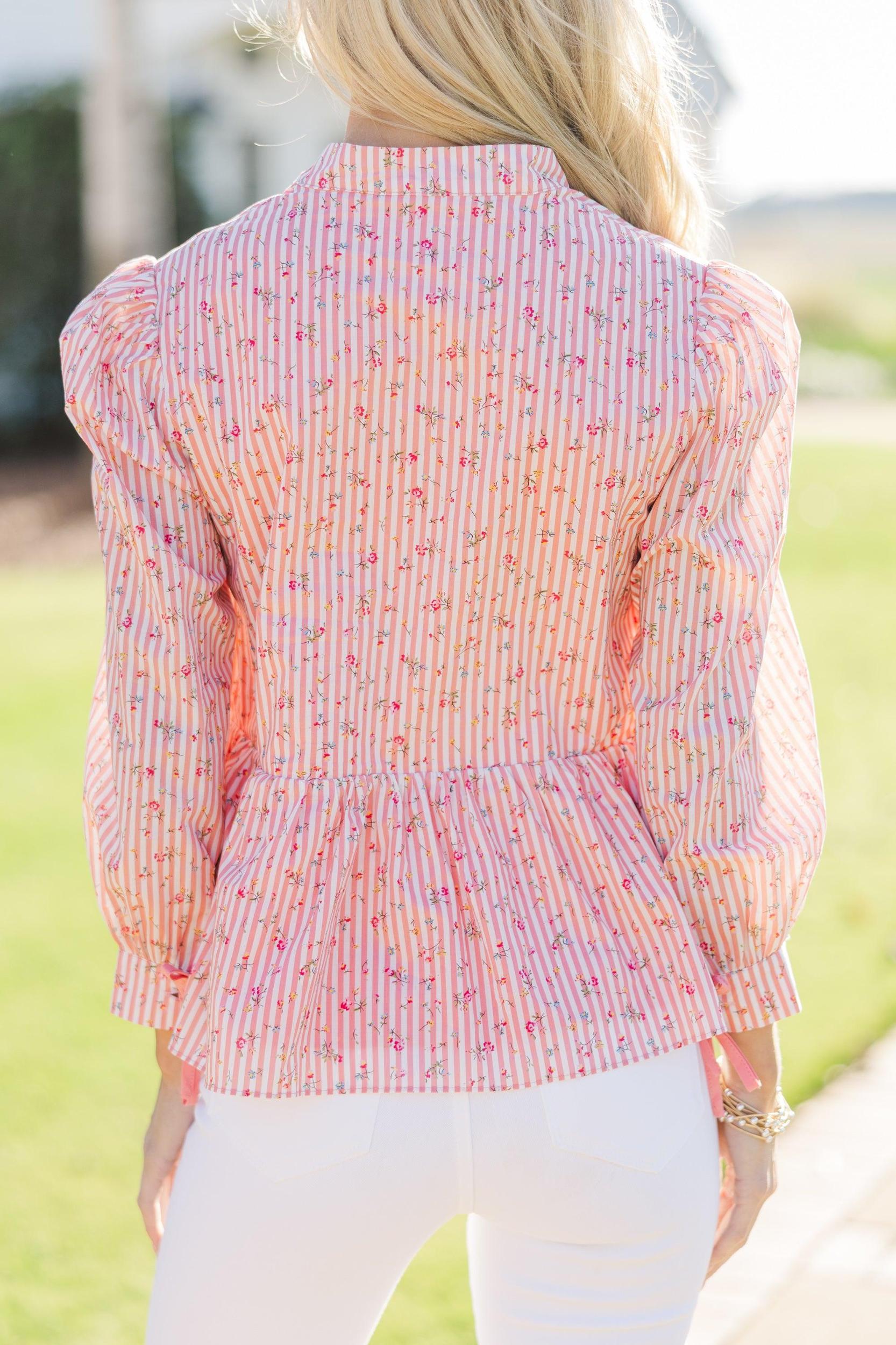 Endless Love Pink Striped Blouse Female Product Image