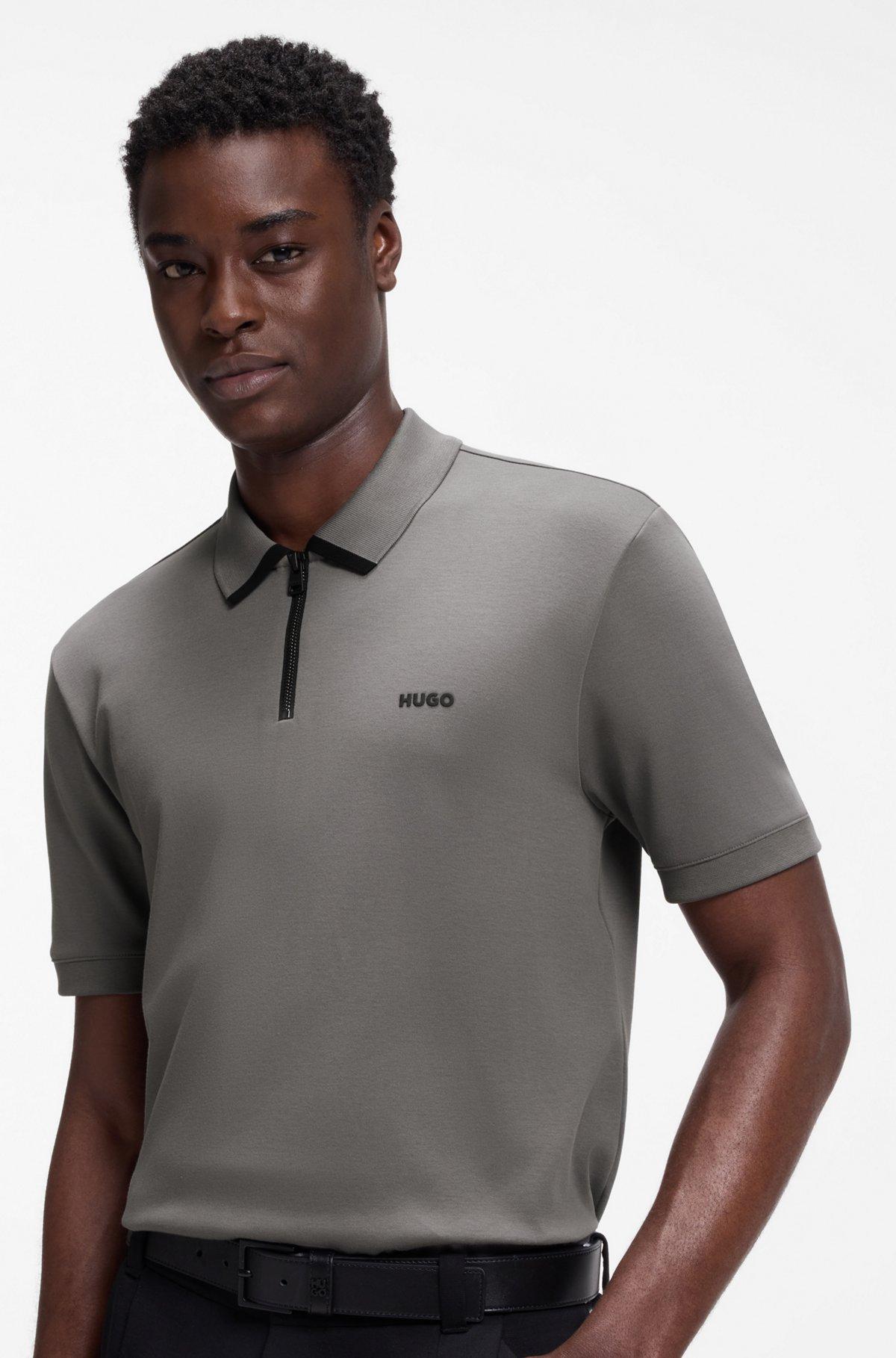 Contrast-logo polo shirt in cotton piqué Product Image