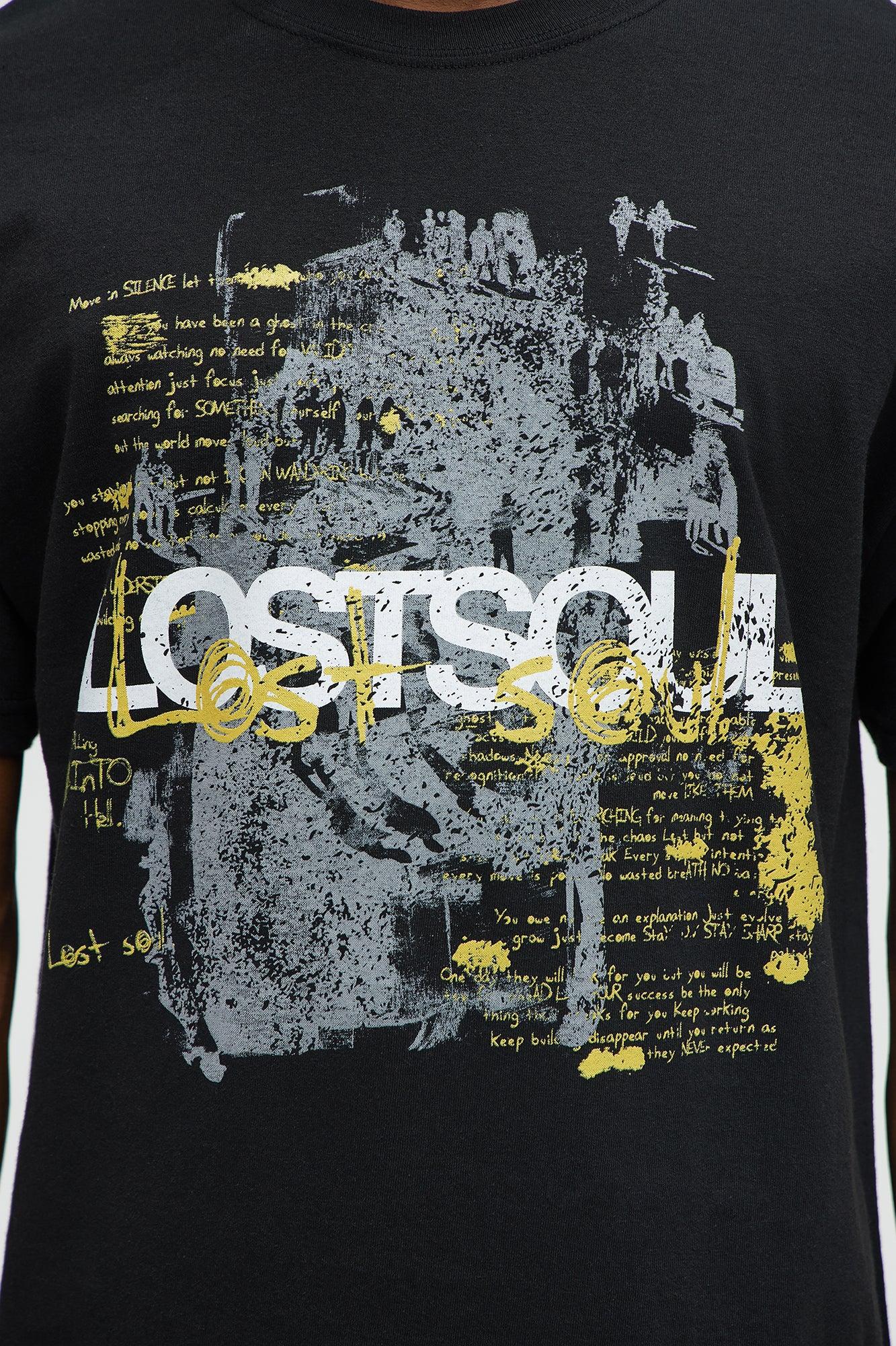 Lost Soul But Not Aimless Short Sleeve Tee - Black Male Product Image