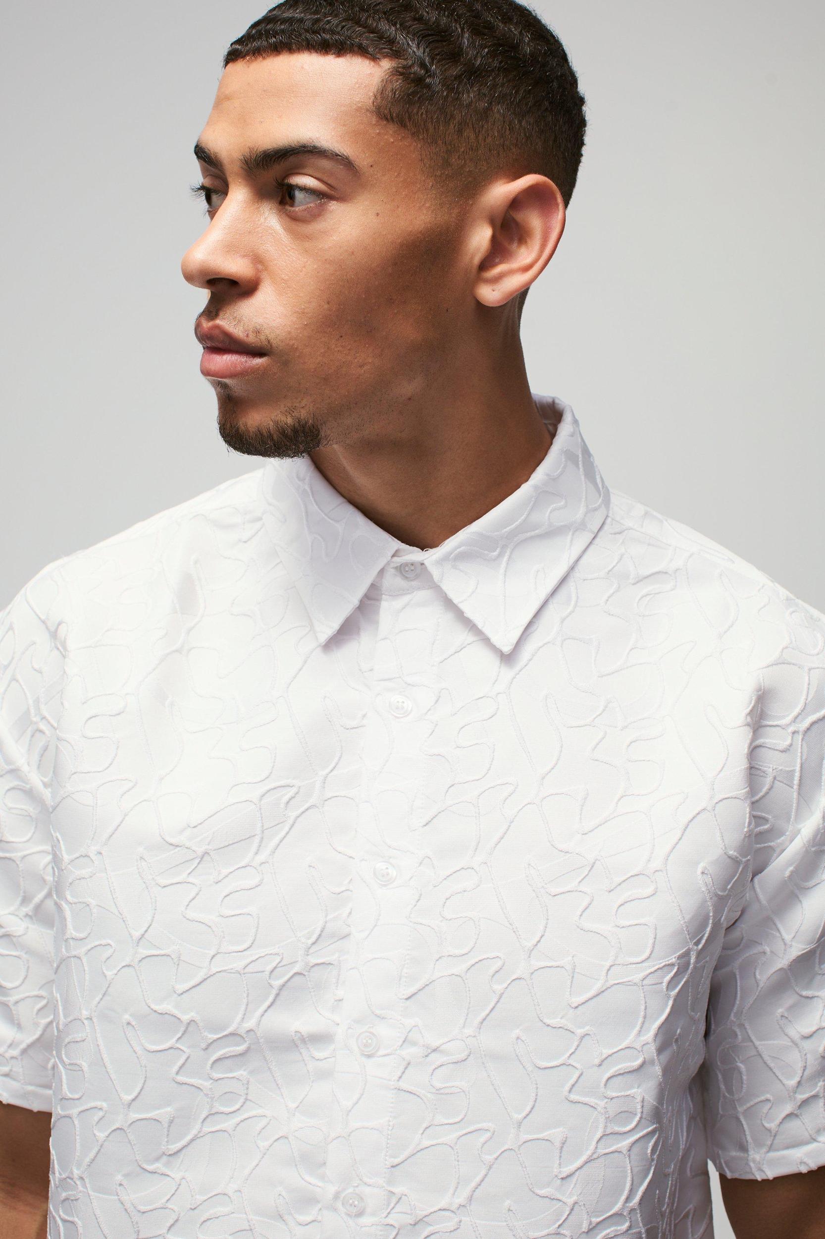 Oversized Abstract Jacquard Boxy Shirt | boohooMAN USA Product Image