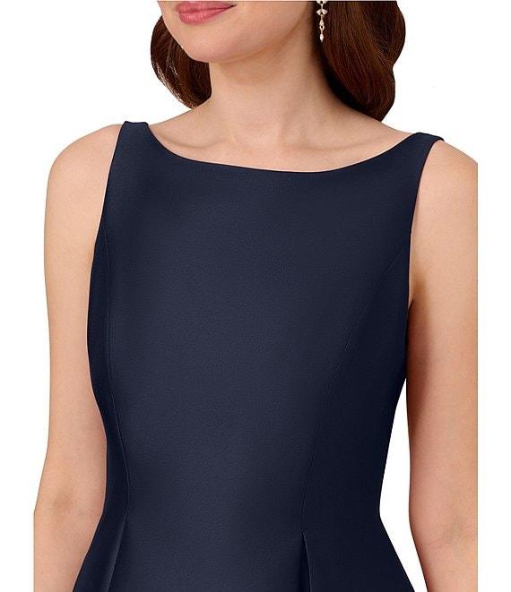 Adrianna Papell Boat Neck Sleeveless A-Line Taffeta Dress Product Image