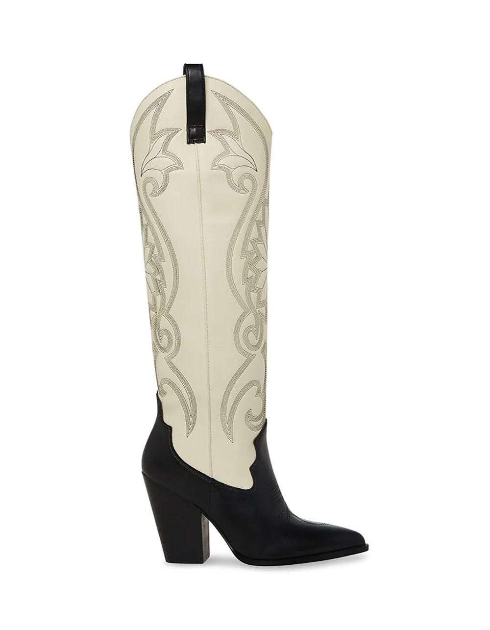STEVE MADDEN Lasso Womens Tall Western Boots - BLK/WHT Product Image