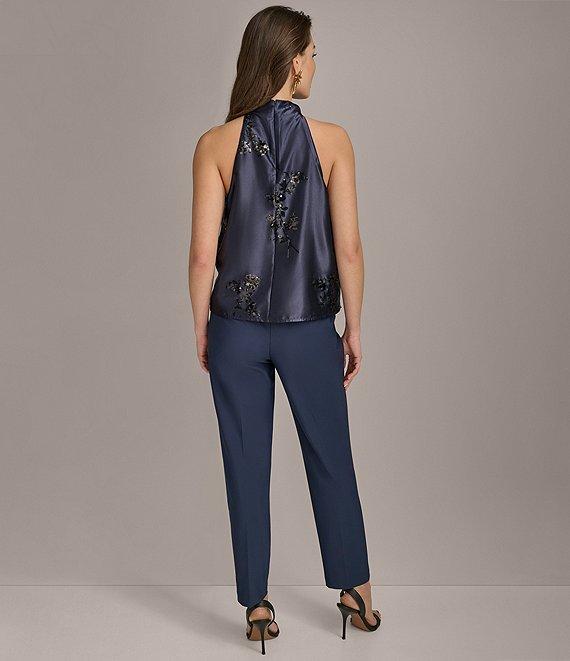 Donna Karan Floral Sequin Mock Neck Sleeveless Top Product Image