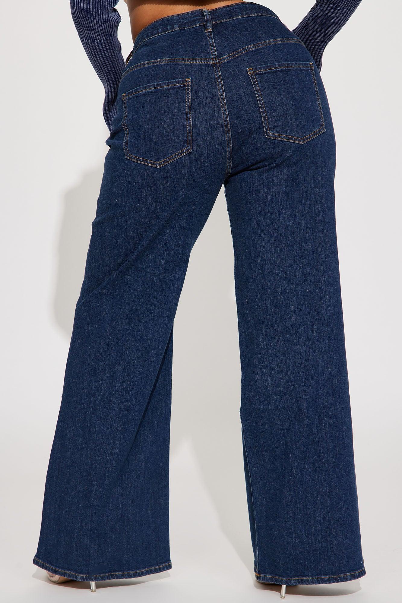 Chasing Thrills Stretch Wide Leg Jeans - Dark Wash Product Image