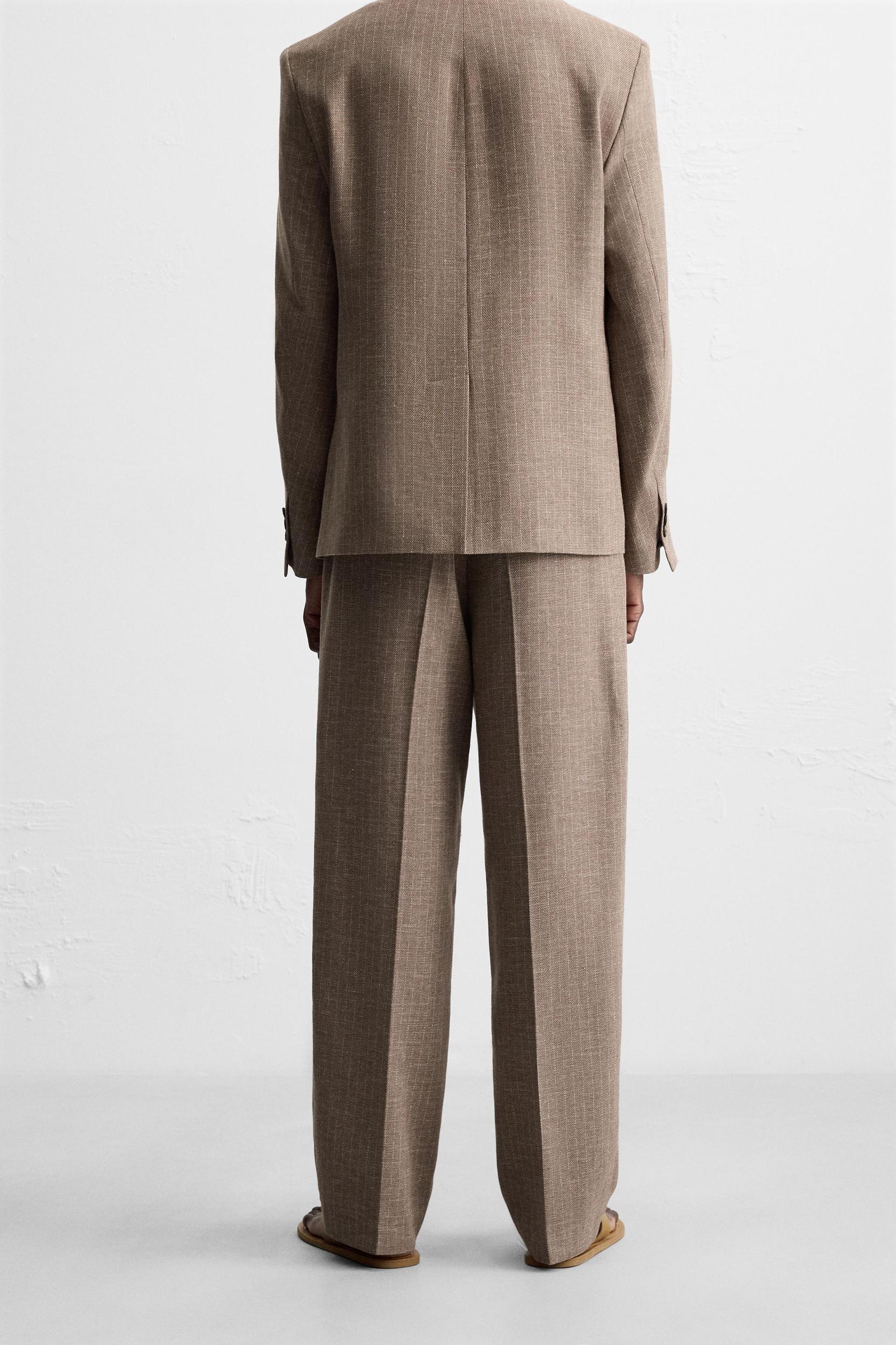 STRIPED TEXTURED SUIT PANTS Product Image
