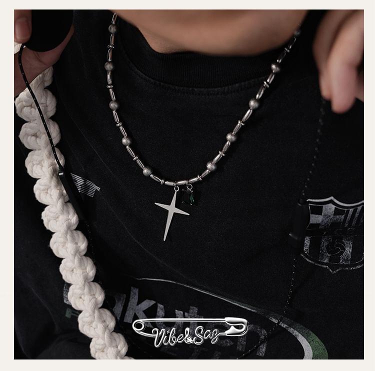 Star Rhinestone Pendant Beaded Necklace Product Image