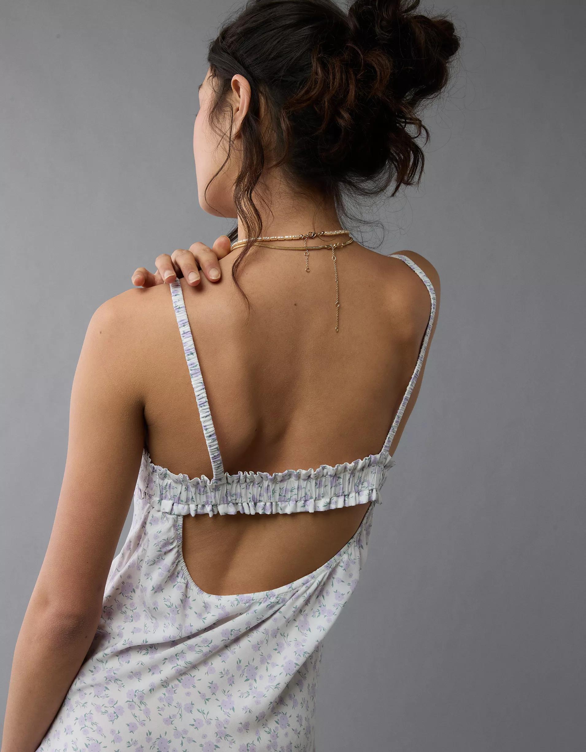 AE V-Neck Ruffle Midi Slip Dress Product Image