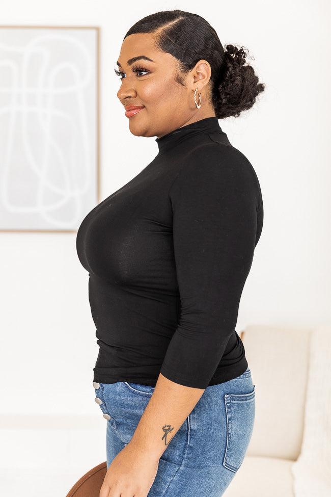 In My Thoughts Black Turtleneck Blouse FINAL SALE Product Image