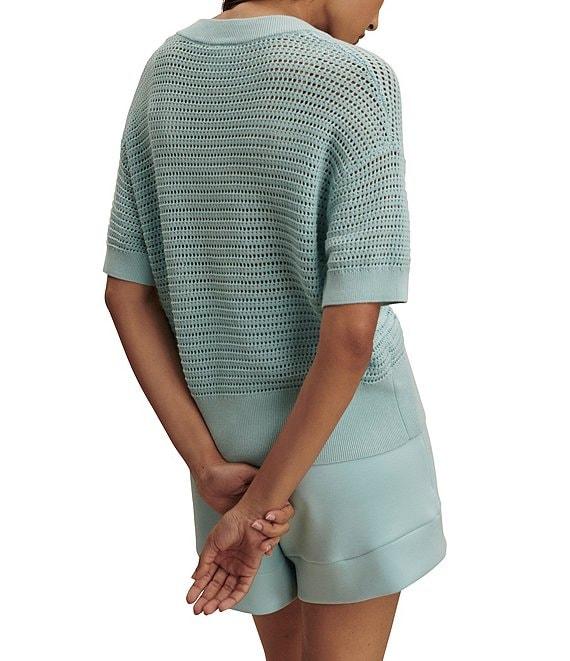Varley Callie Knit Boxy Split V-Neck Short Sleeve Top Product Image