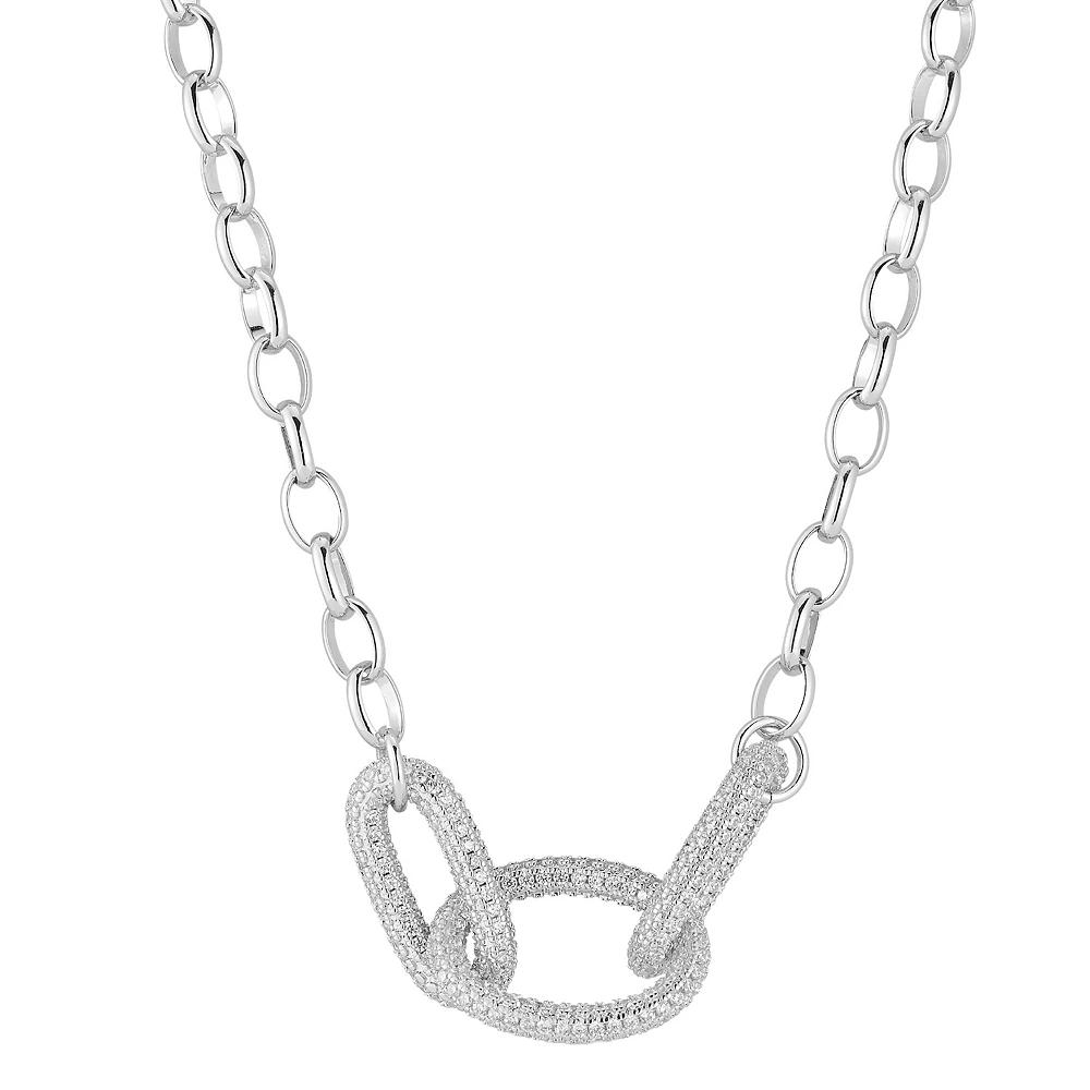 Cubic Zirconia Bold Link Chain Necklace, Women's, Size: 20", Silver Tone Product Image