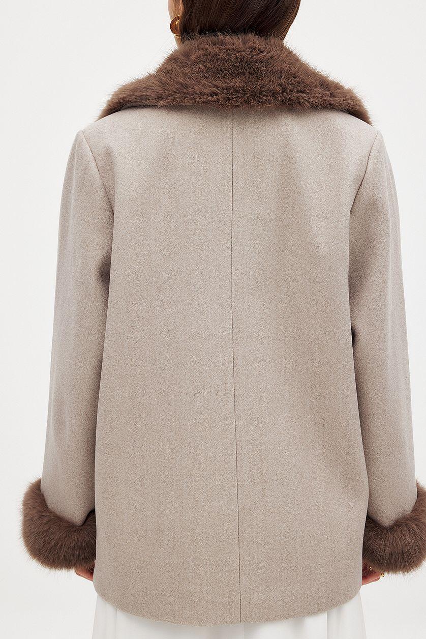 Faux Fur Collar Detail Coat Product Image