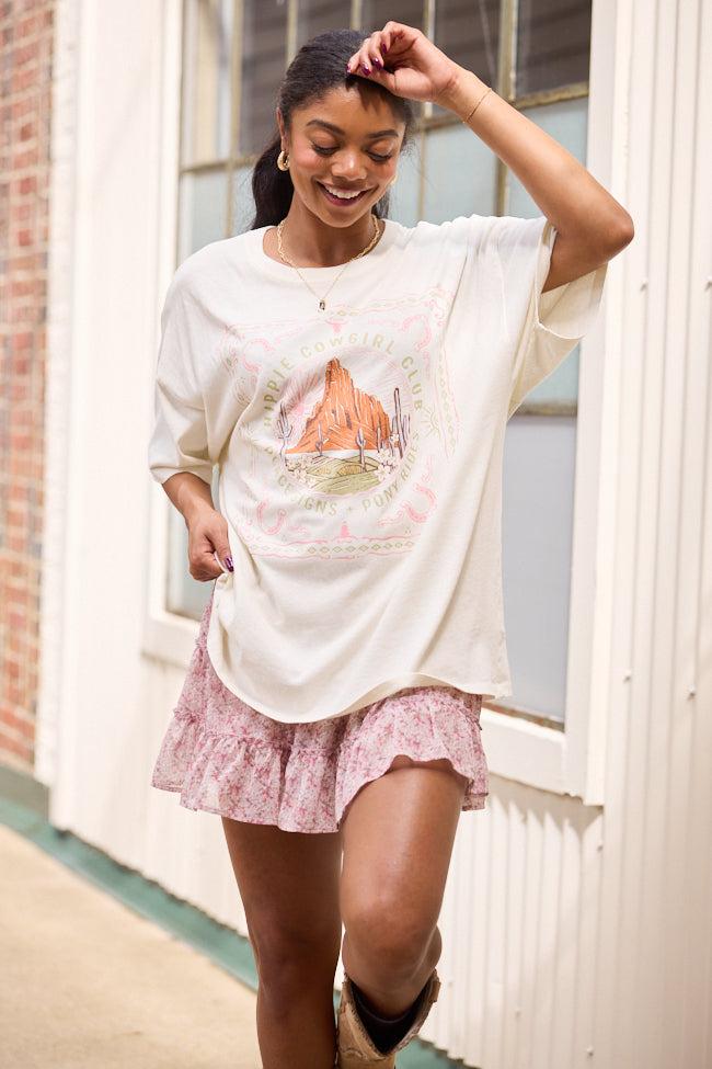 Hippie Cowgirl Club Off White Oversized Graphic Tee Product Image