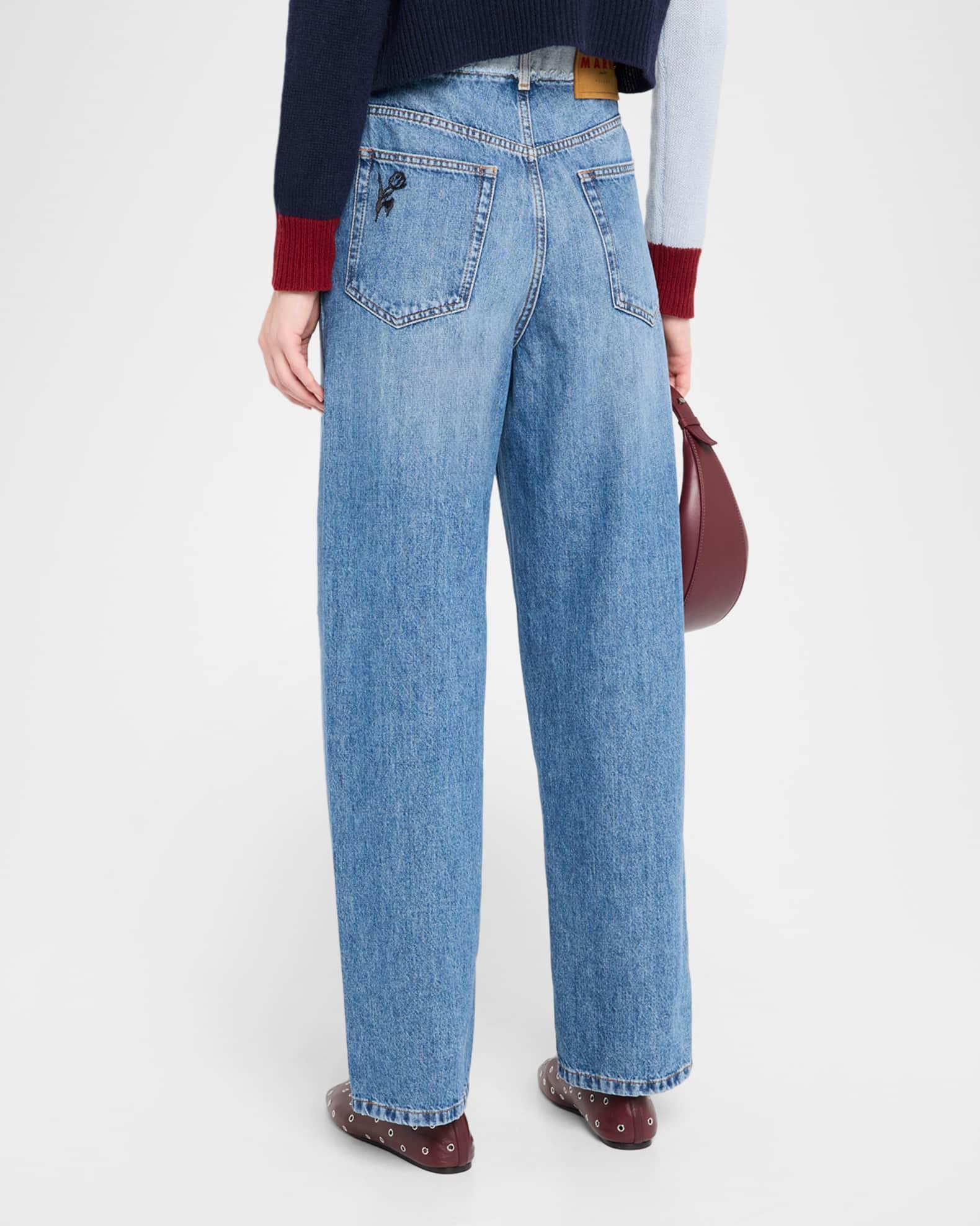 Embroidered Straight-Leg Denim Trousers Product Image