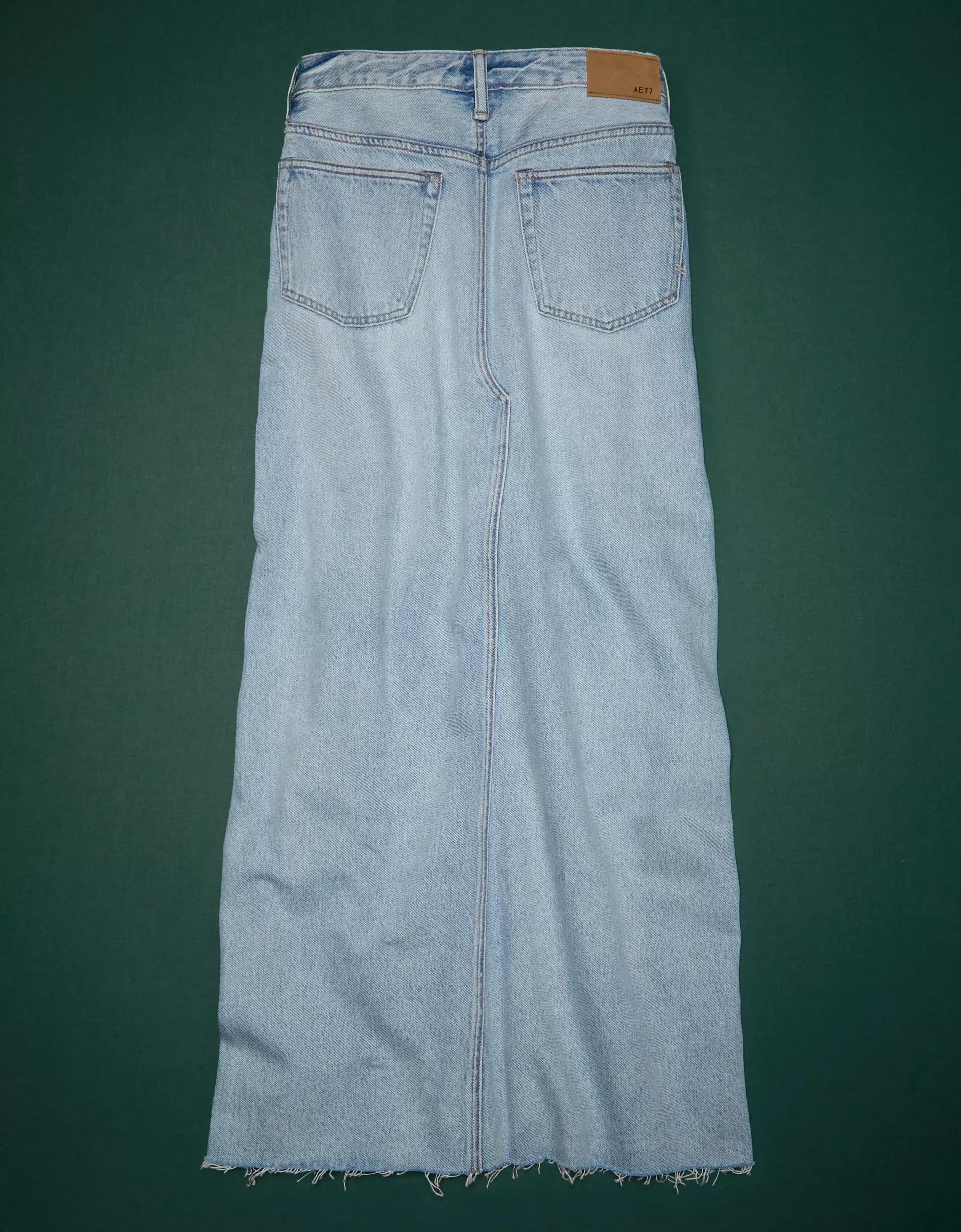 AE77 Premium Denim Maxi Skirt Product Image