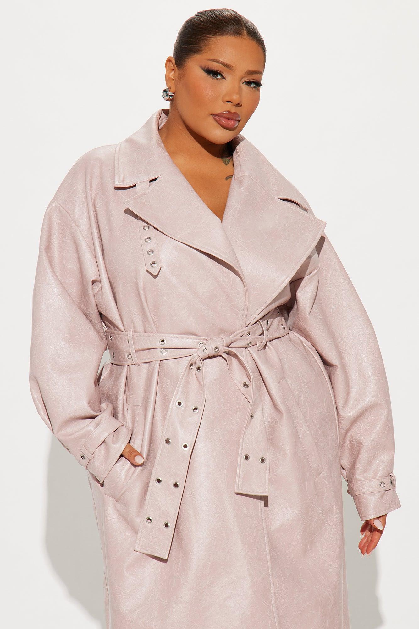 Not Your Average Washed Faux Leather Trench - Blush Product Image