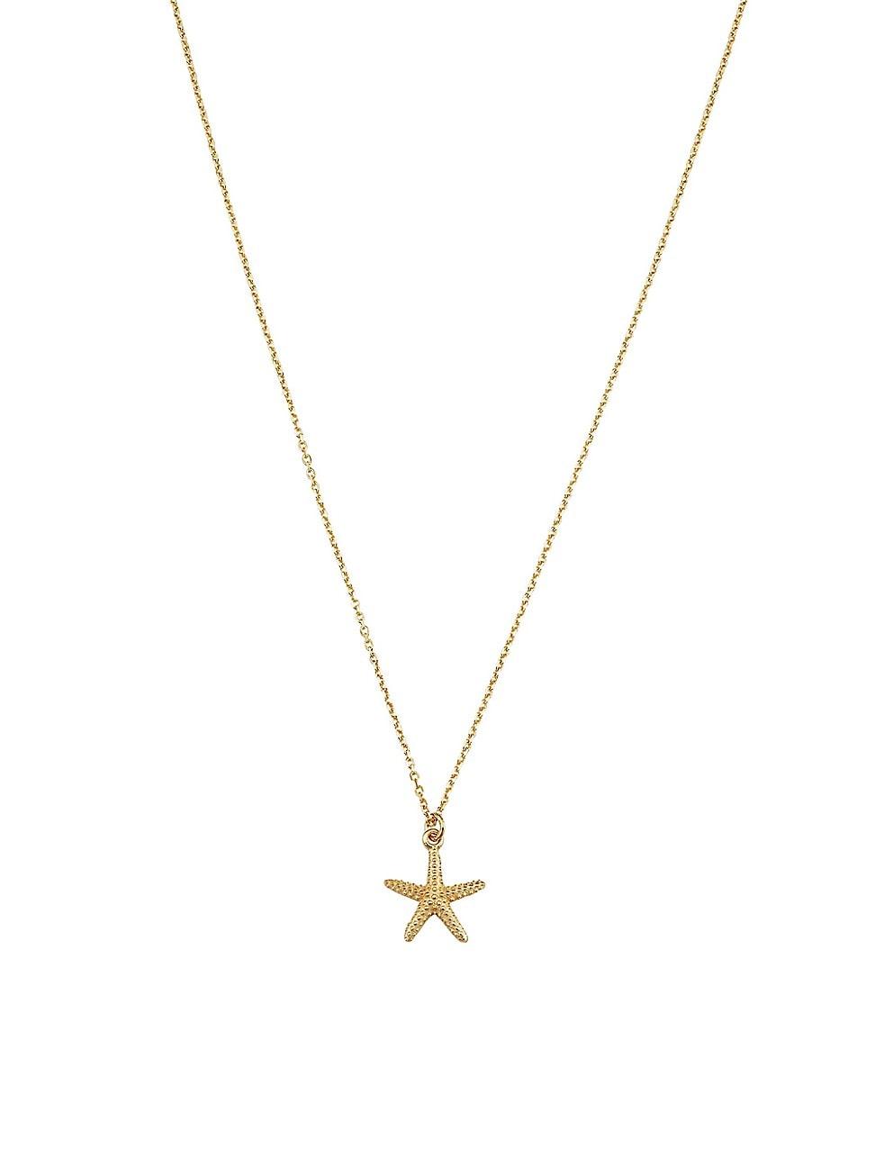 Womens 14K Yellow Solid Gold Starfish Pendant Necklace Product Image