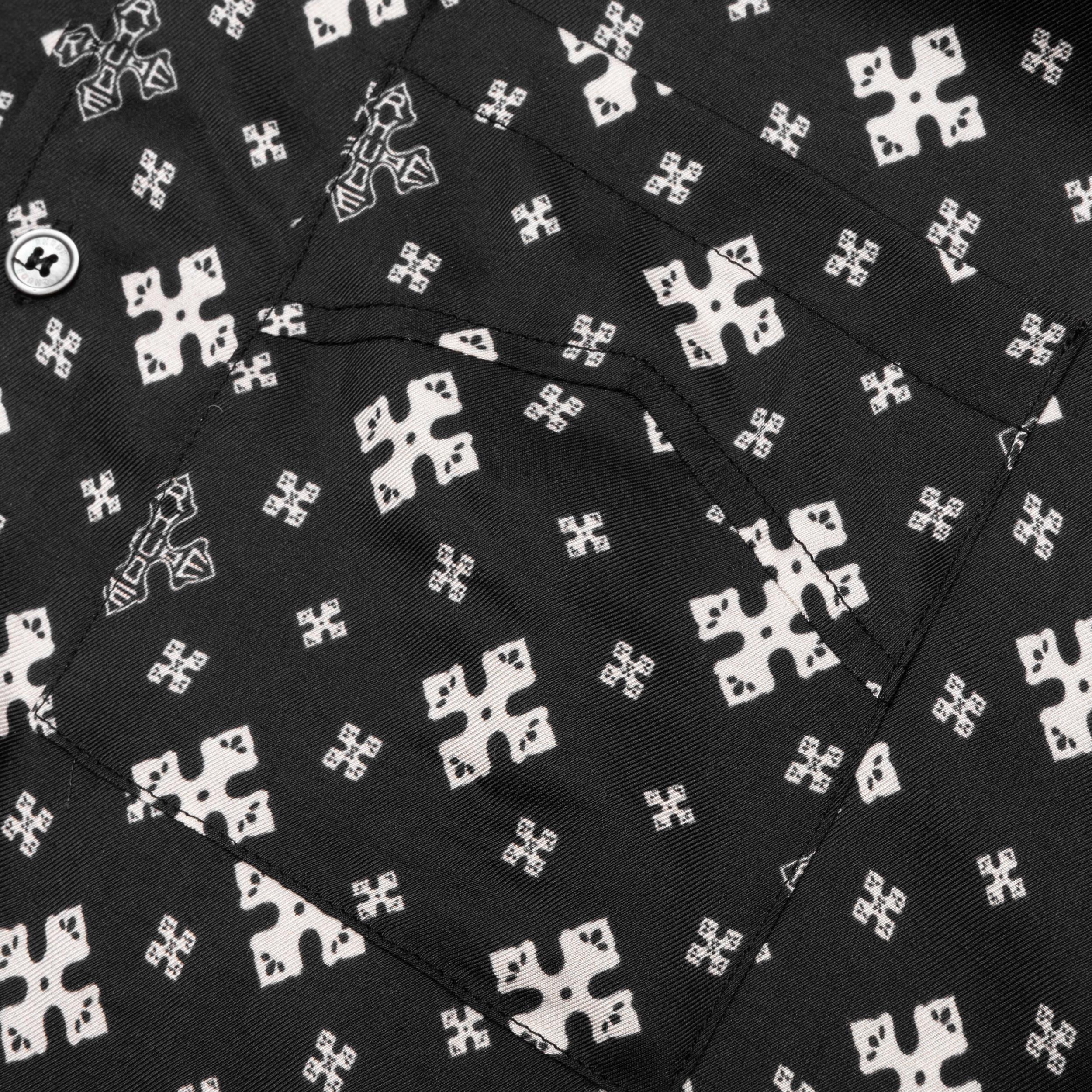Cross Bandana Rayon Shirt - Black/White Male Product Image