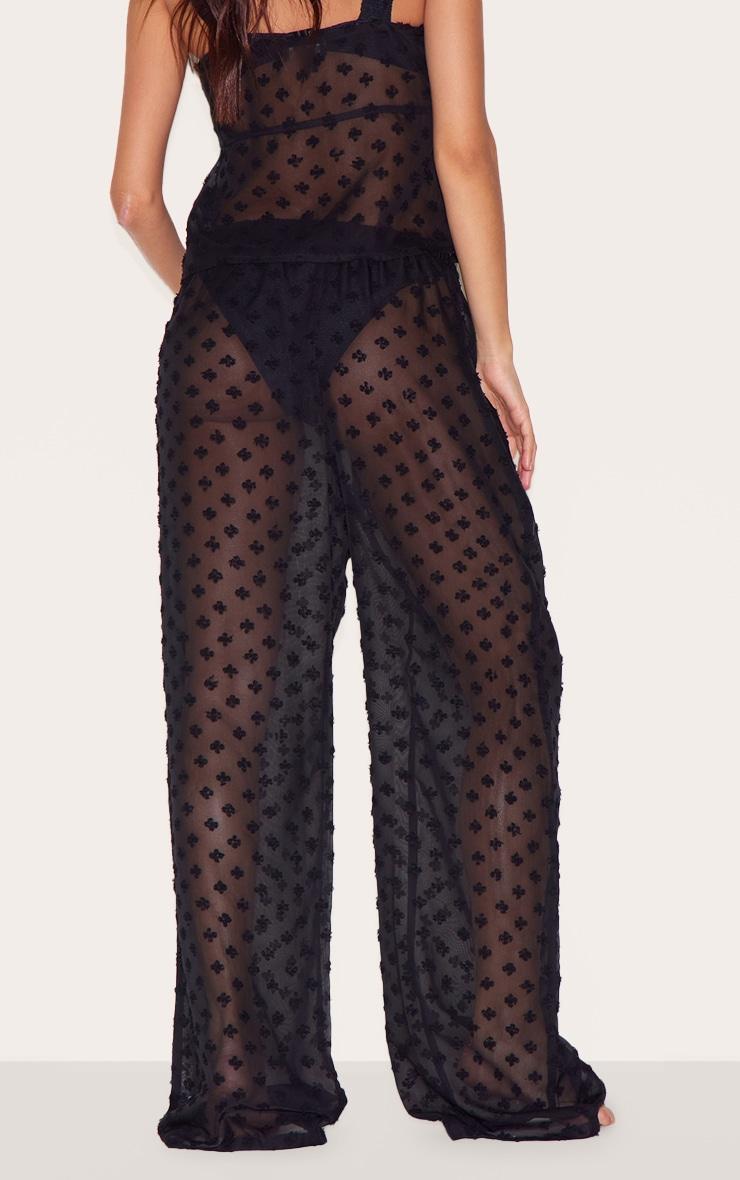 Black Wide Leg Textured Beach Pants Product Image