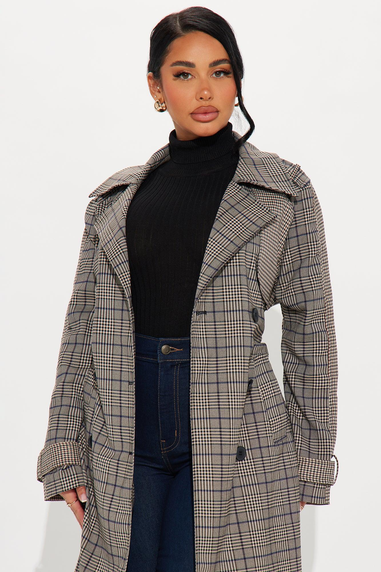 Prep School Plaid Trench - Khaki/combo Female Product Image
