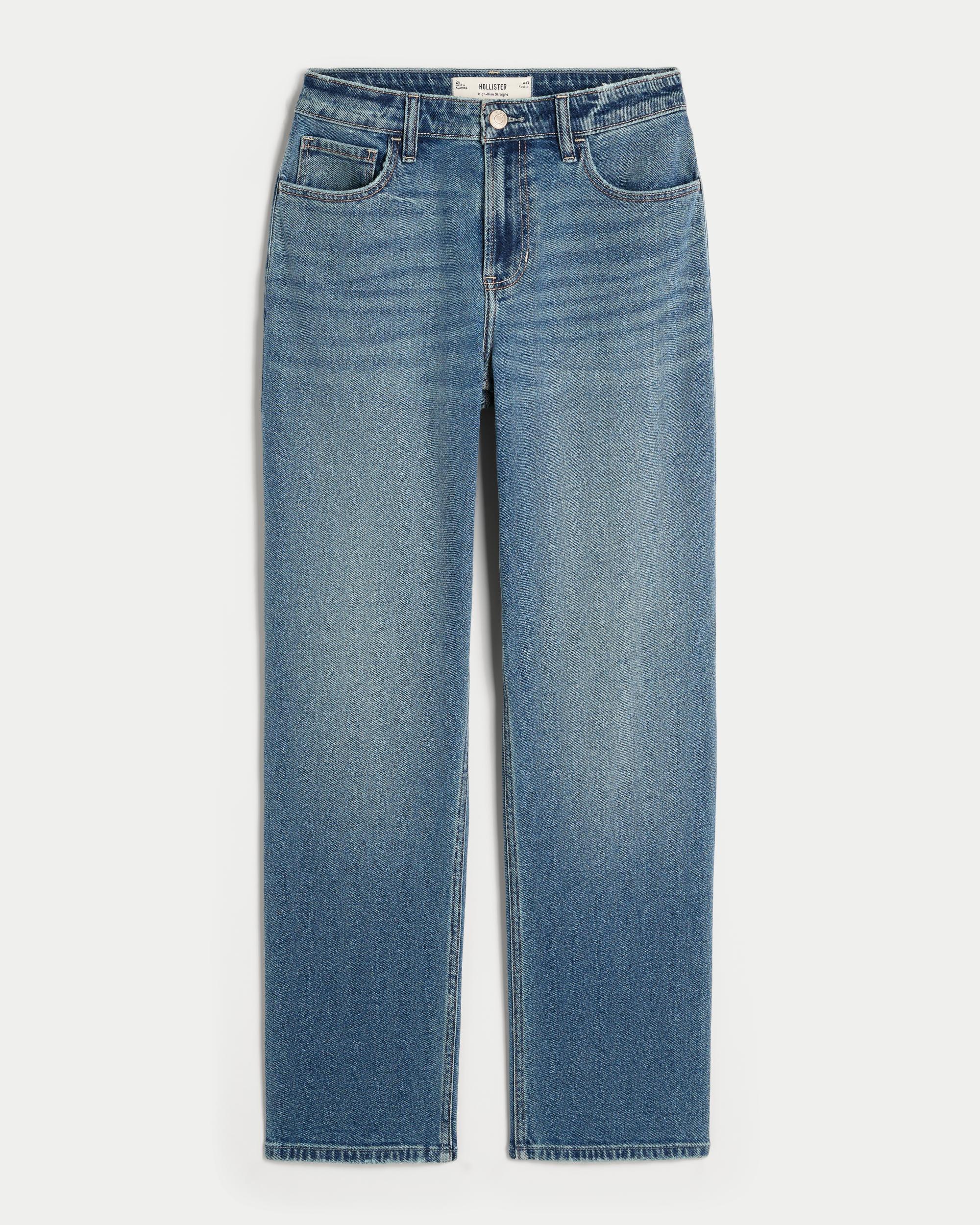 High-Rise Dark Wash Straight Jeans Product Image