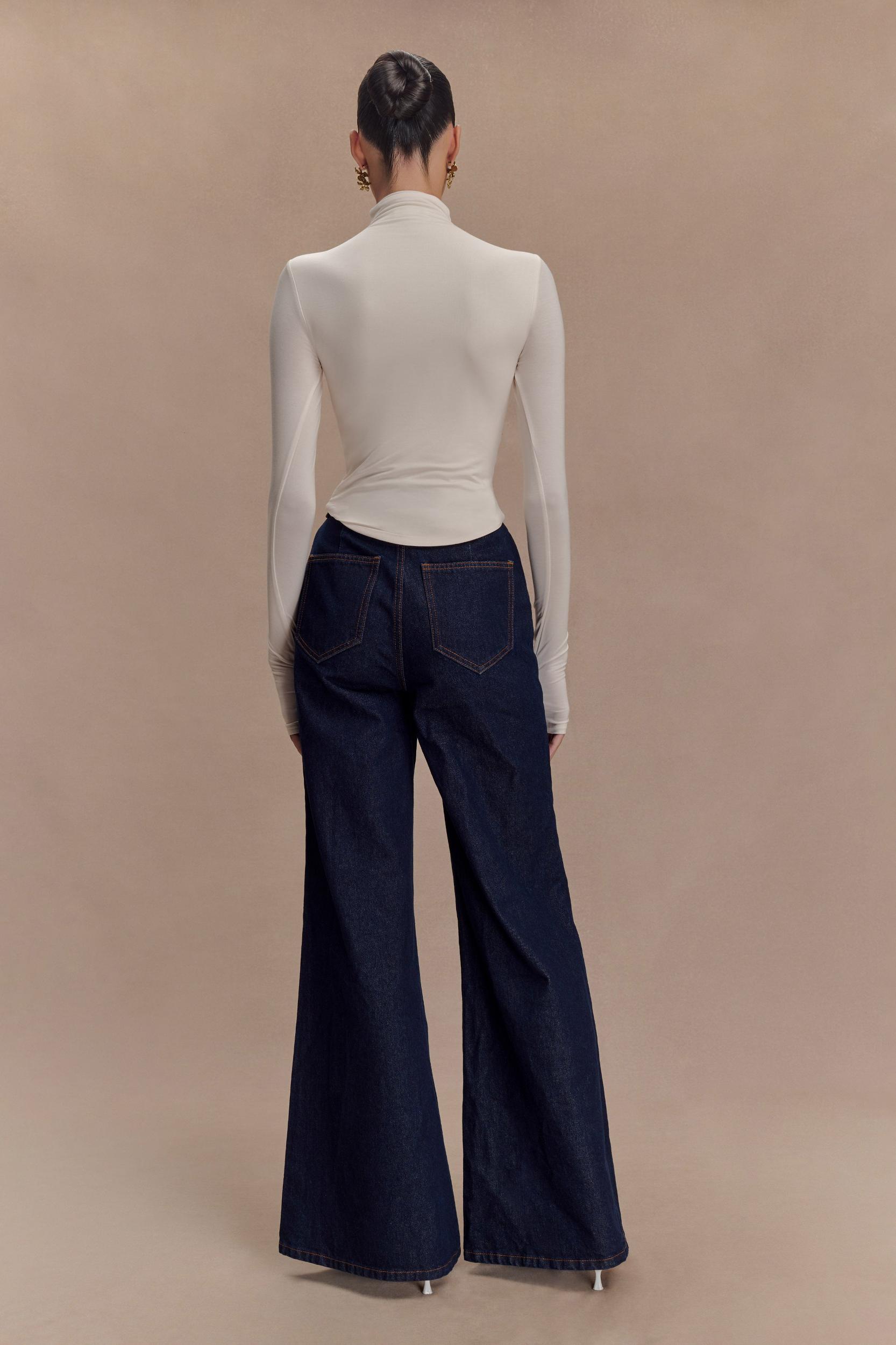 Ember Modal Long Sleeve High Neck Top - Ivory Product Image