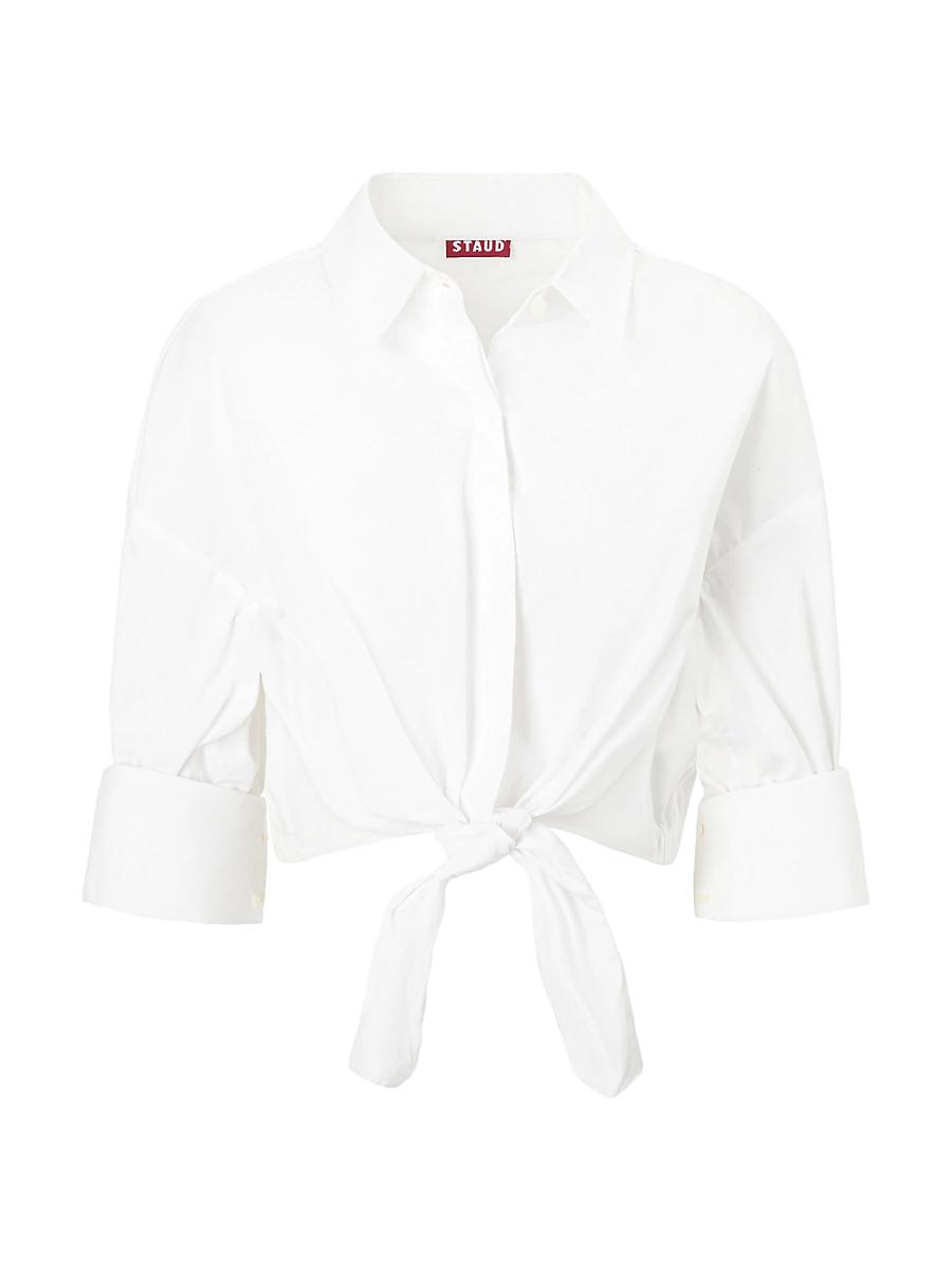 Womens Lisa Poplin Tie Crop Shirt Product Image