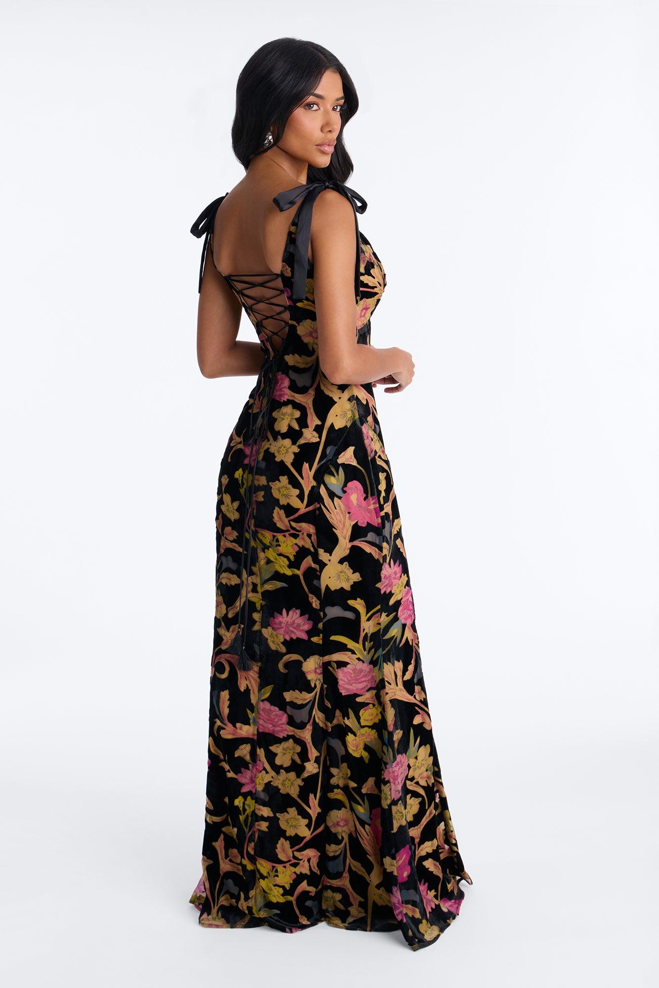 Soft Aesthetic Velvet Gown - Black/combo Female Product Image