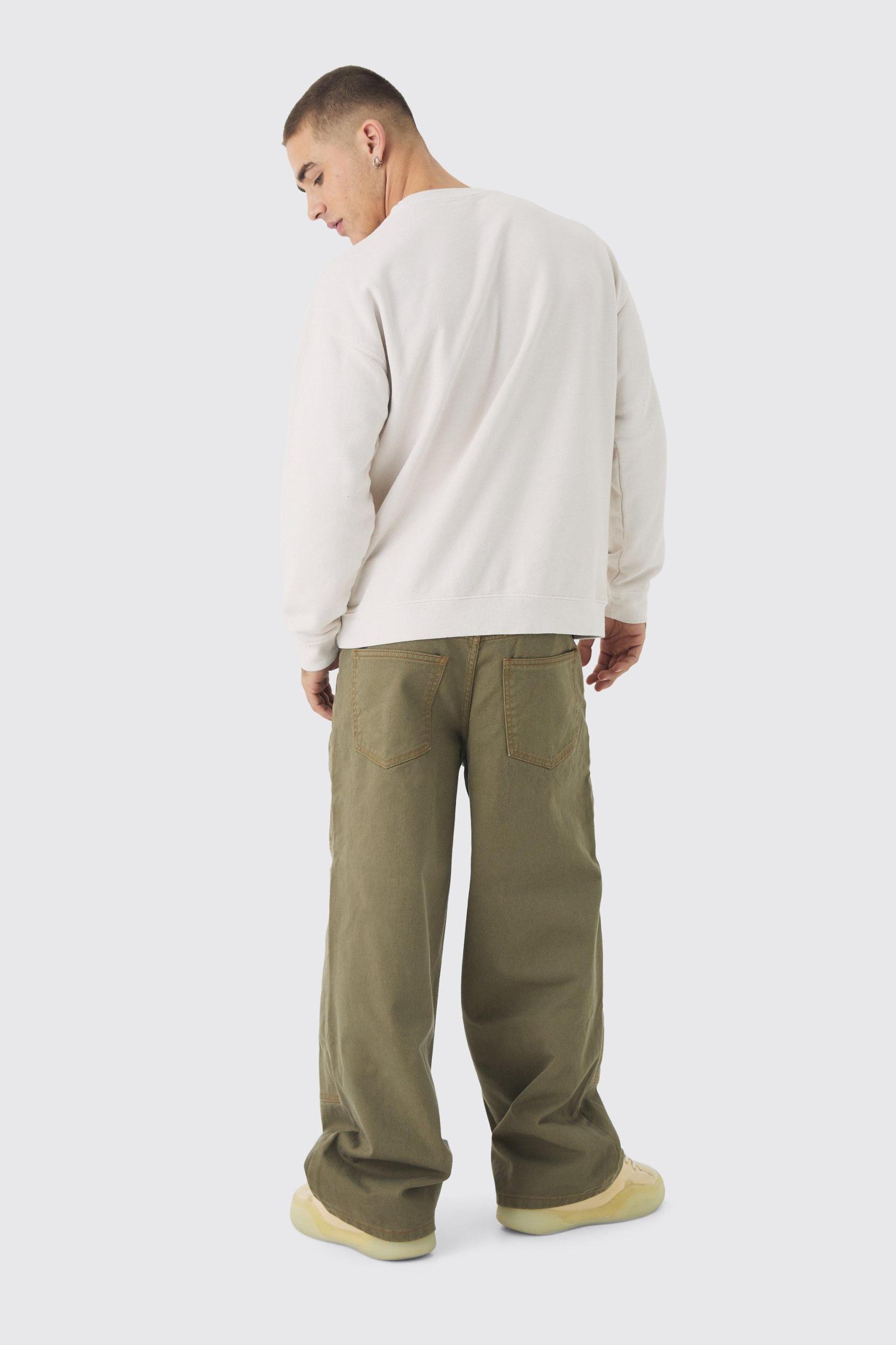 Baggy Twill Contrast Stitch Carpenter Pants | boohooMAN USA Product Image