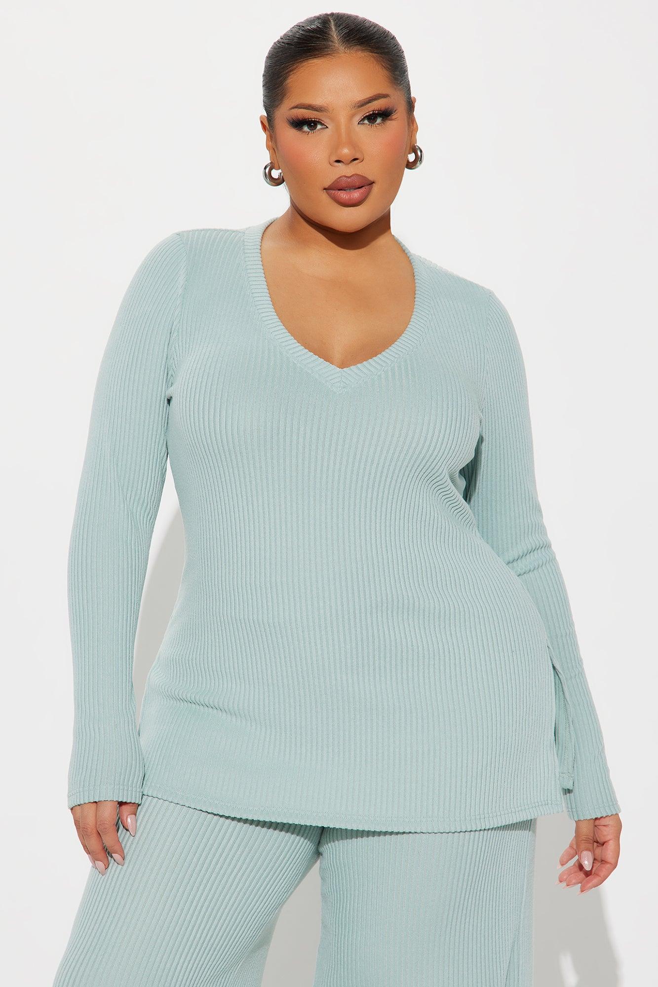 Maya Cozy Ribbed Pant Set - Sage Product Image