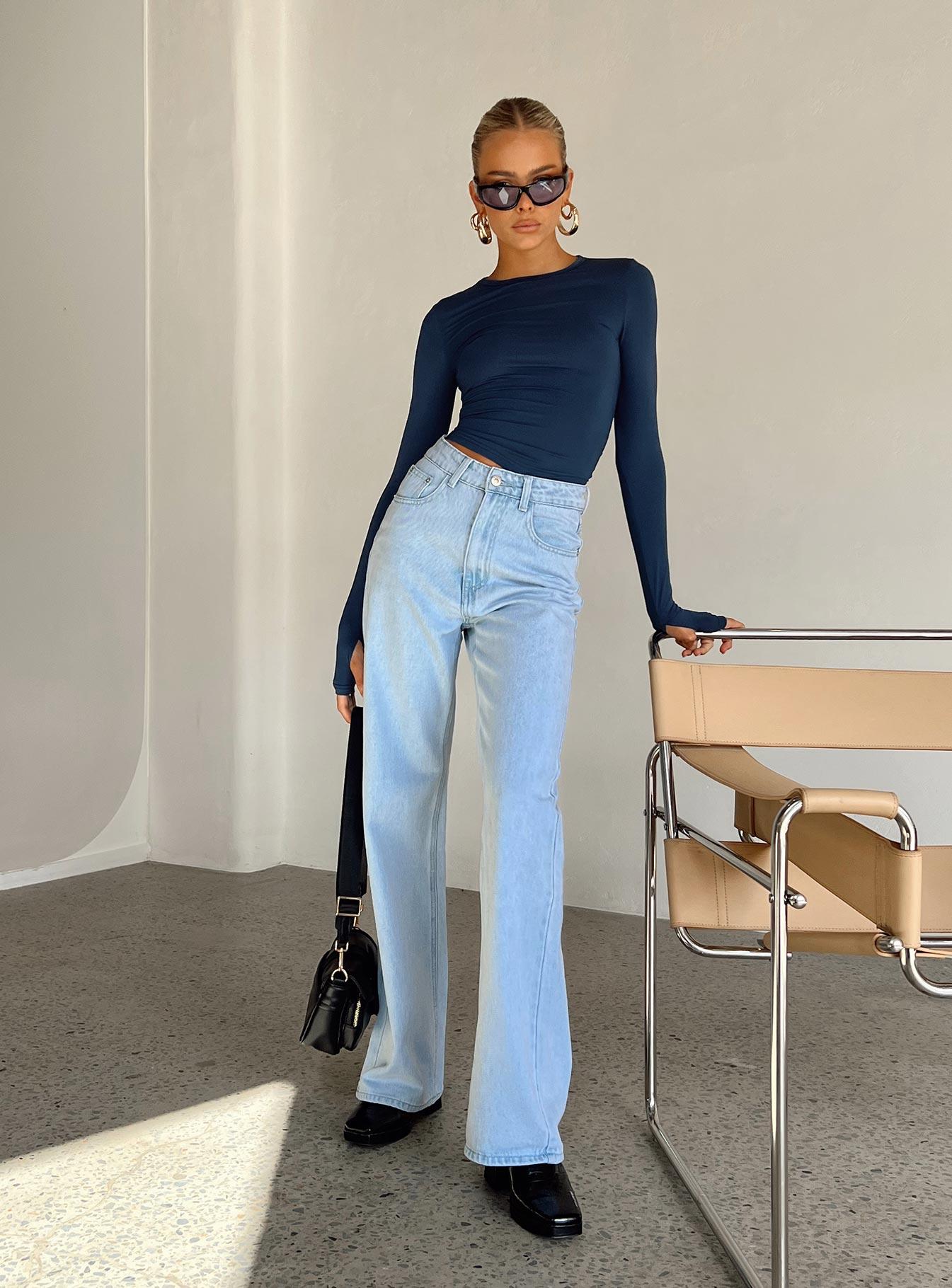 Farro Long Sleeve Top Navy Product Image