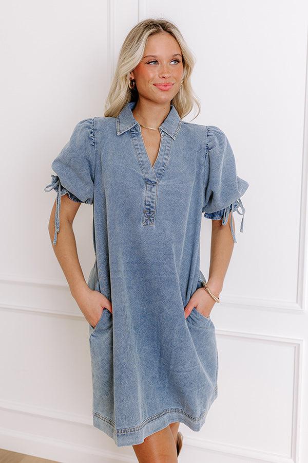 Bistro Hangout Denim Mini Dress Product Image