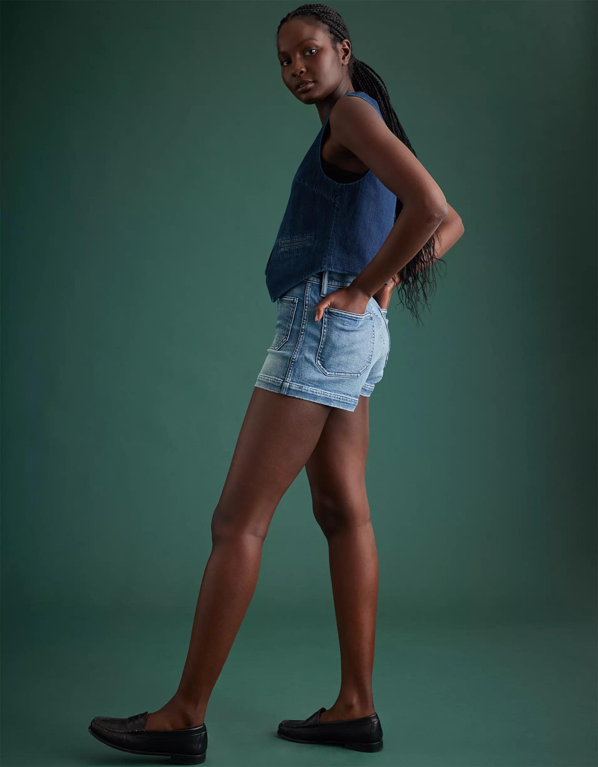 AE77 Premium High-Waisted Denim Short Product Image
