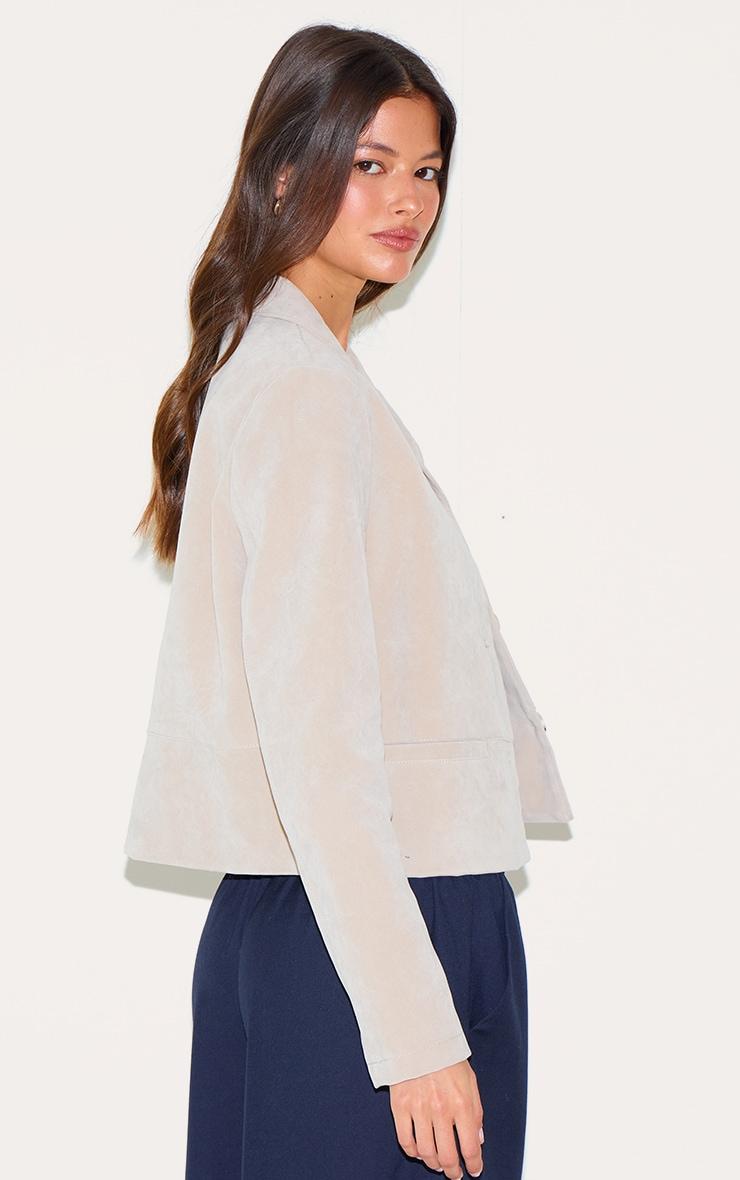 Stone Faux Suede Cropped Blazer Product Image