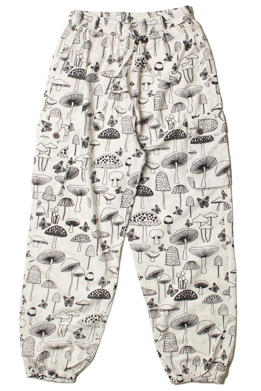 Black & White Mushroom Print Joggers Product Image