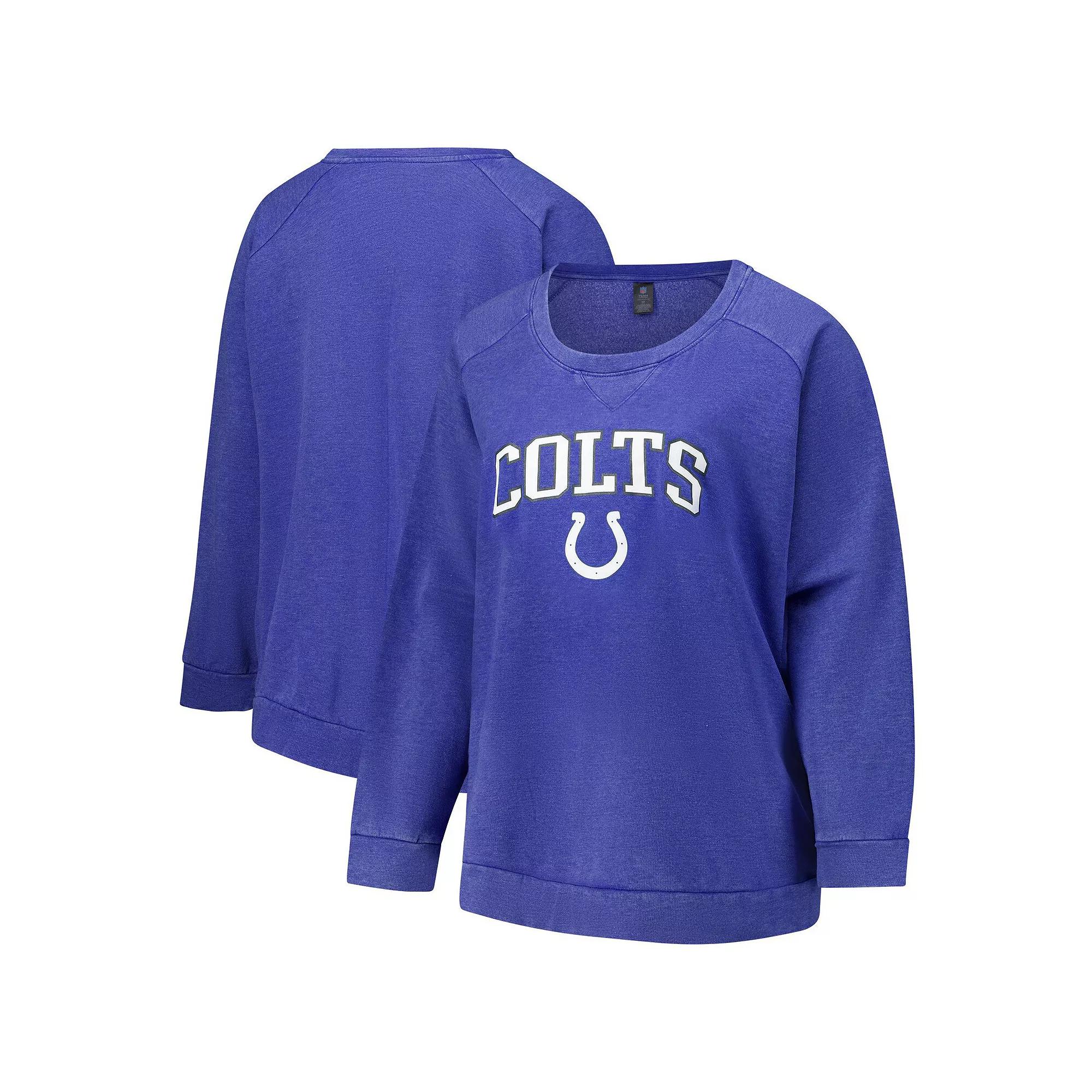 Women's Fanatics  Royal Indianapolis Colts Acid Wash Raglan Pullover Sweatshirt, Size: 4XL, Blue Product Image