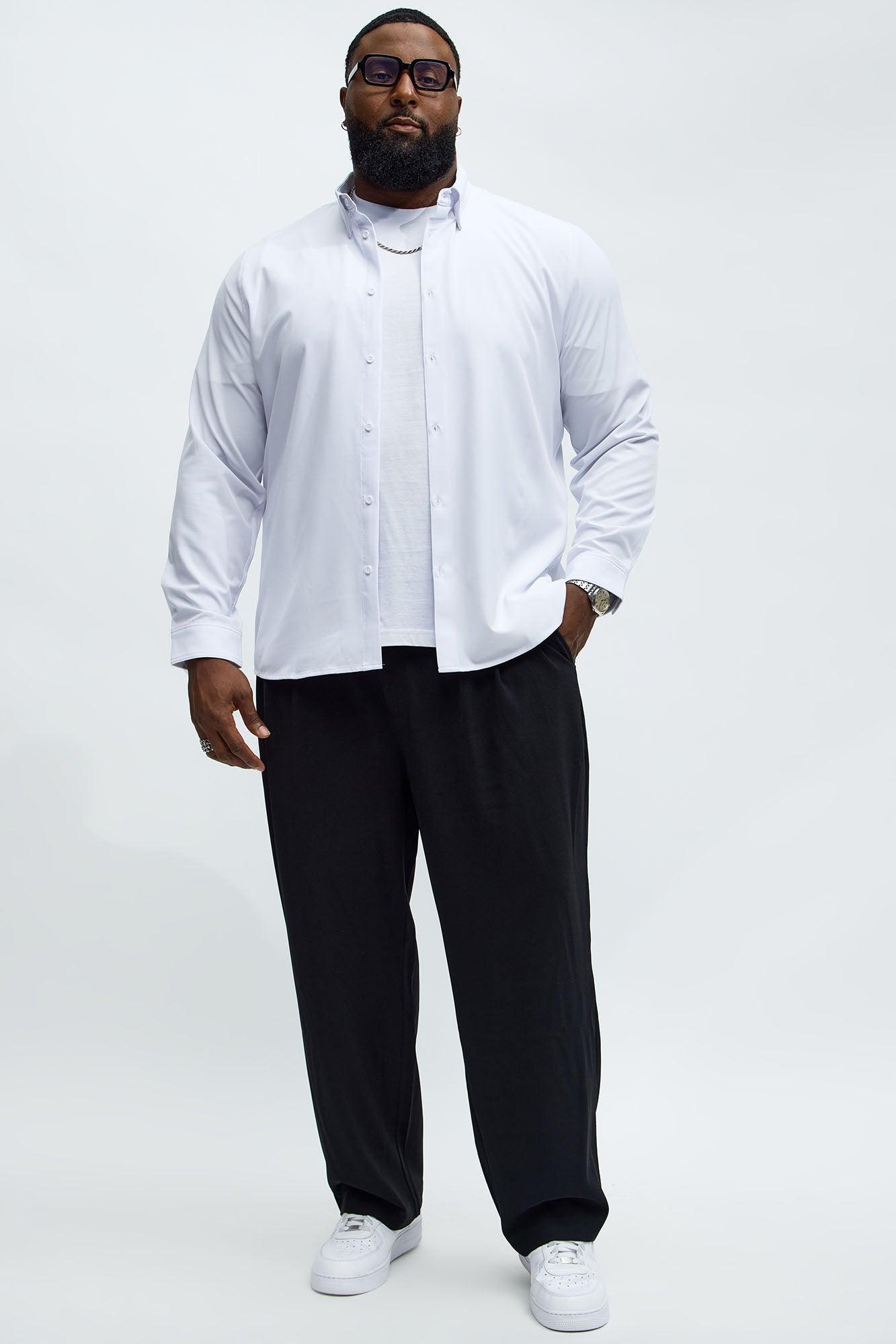 Slim Long Sleeve Stretch Shirt - White Product Image