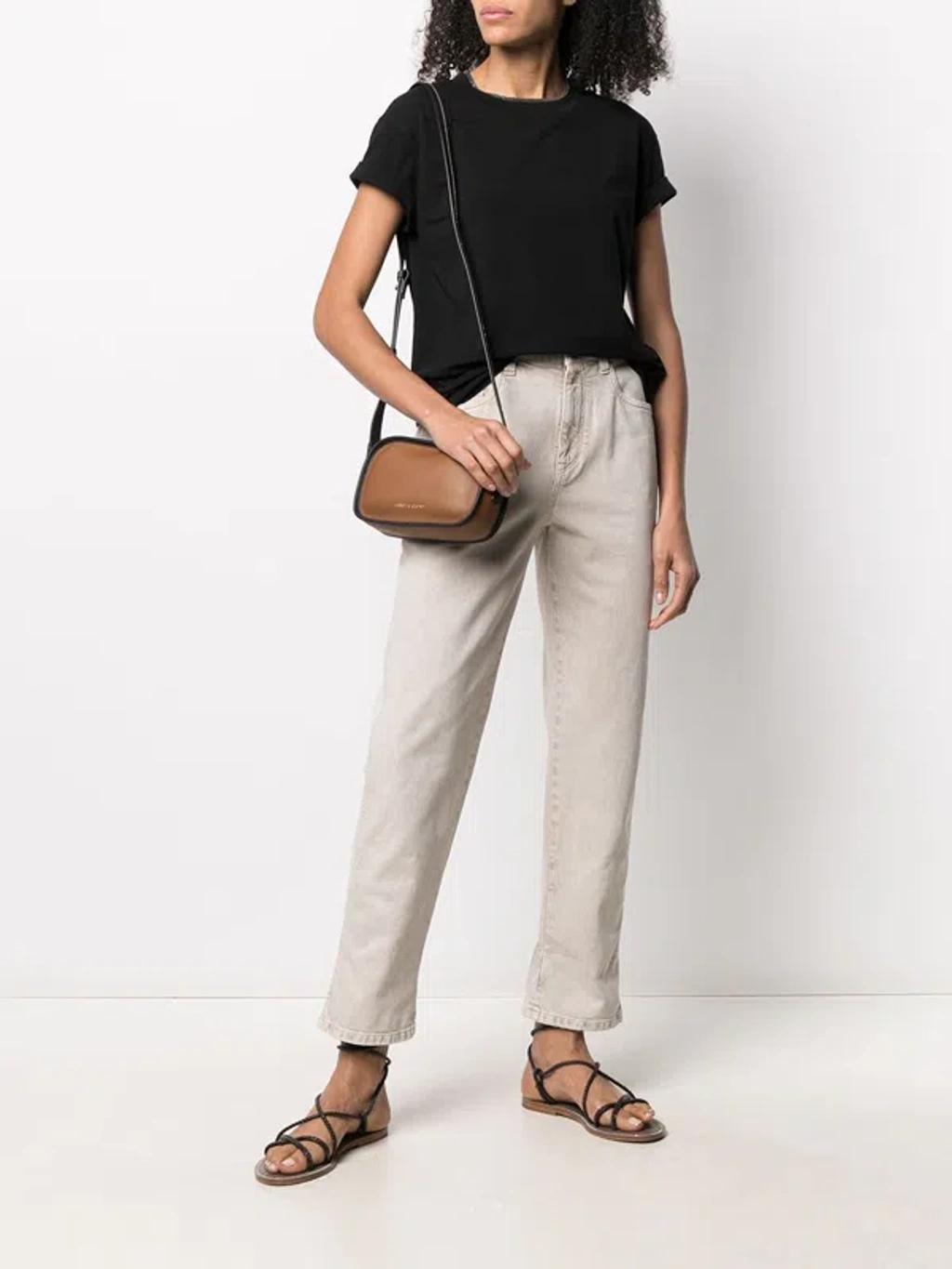 BRUNELLO CUCINELLI Women Stretch Cotton Jersey T-shirt With Precious Faux-layering In Black Product Image