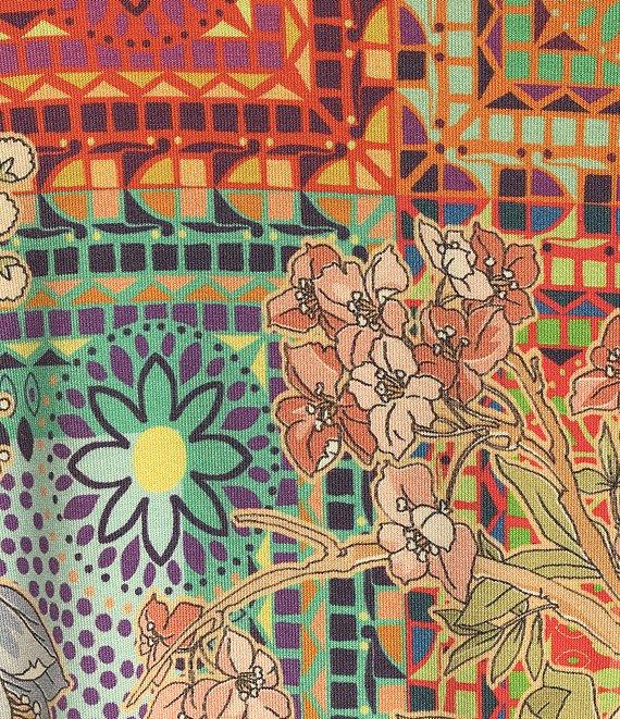 JOHNNY WAS Janie Favorite Mosaic Tile Patchwork Print Bamboo Knit Jersey V-Neck Short Sleeve Tee Product Image