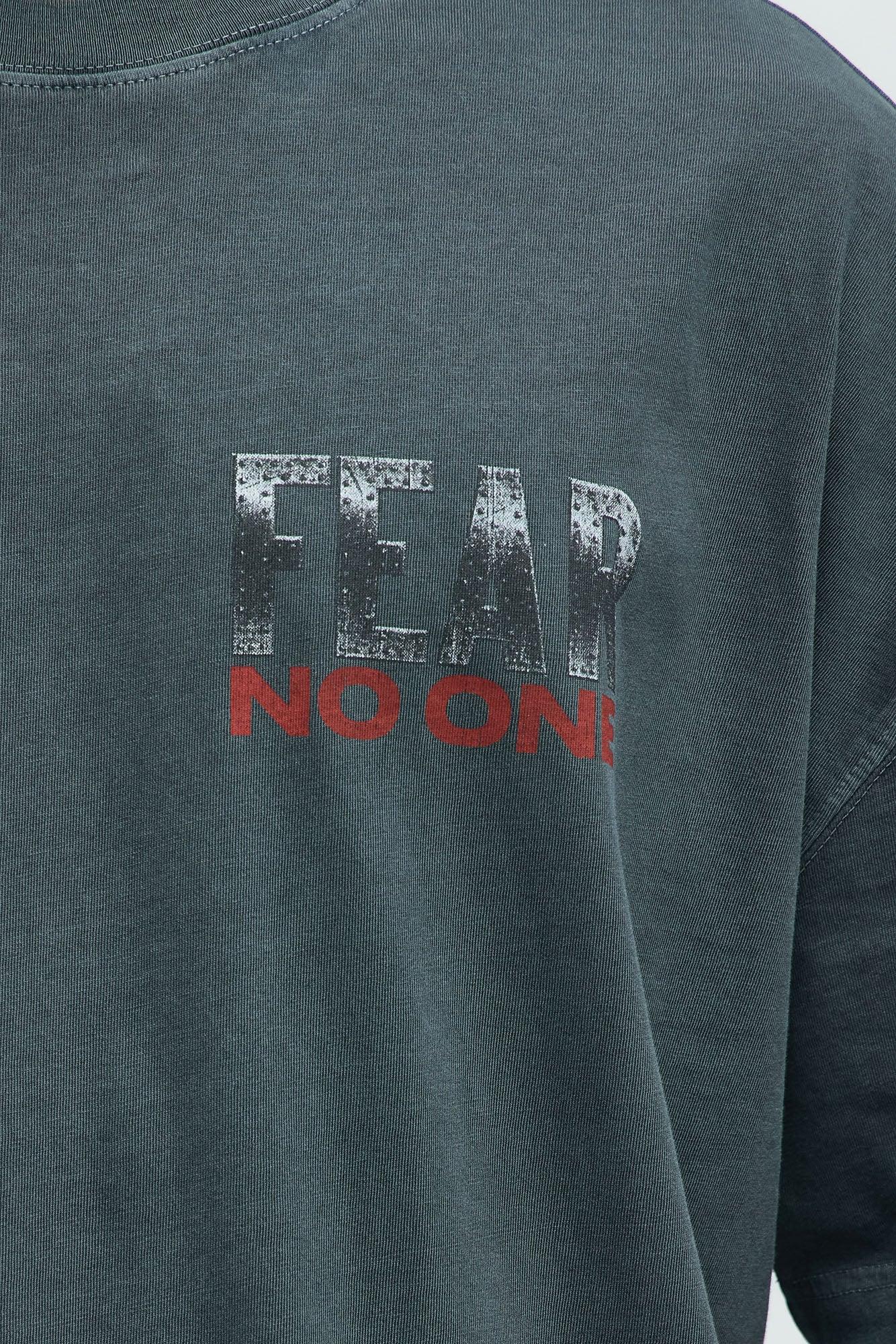 Fear No One Oversized Short Sleeve Tee - Grey Product Image