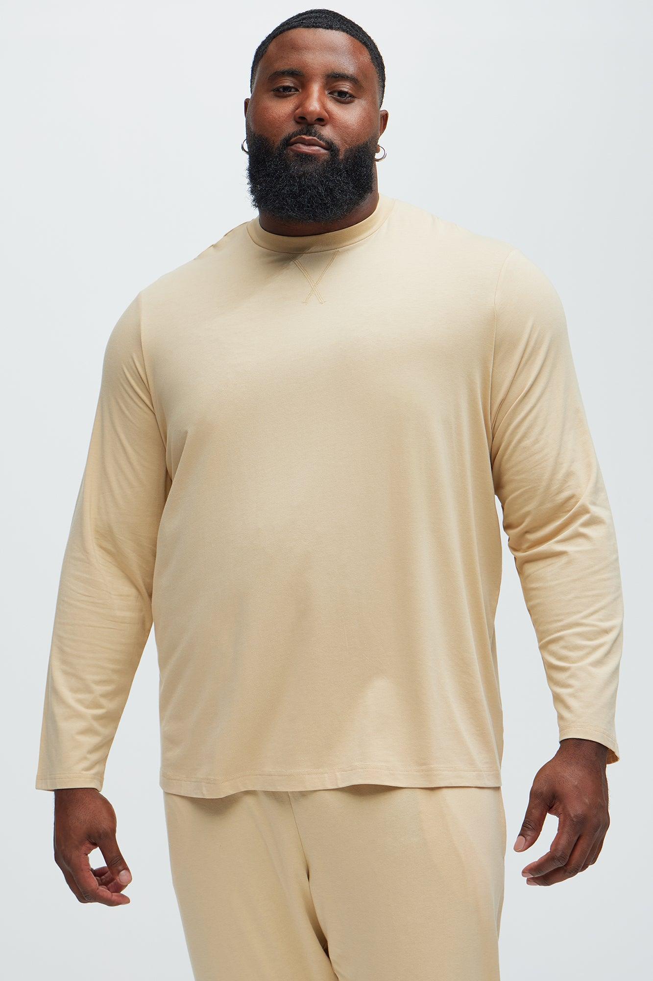 Essential Modal Lounge Long Sleeve Tee - Khaki Product Image