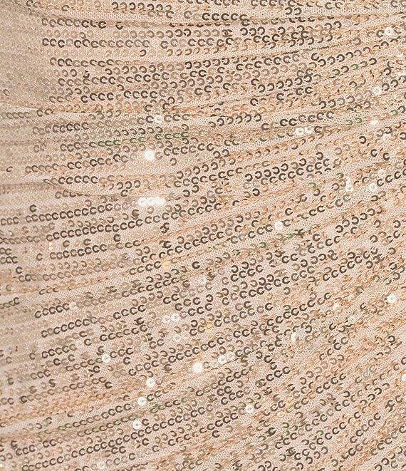 GB Social Ruched Sequin Asymmetrical Hem Tie Back Mini Dress Product Image