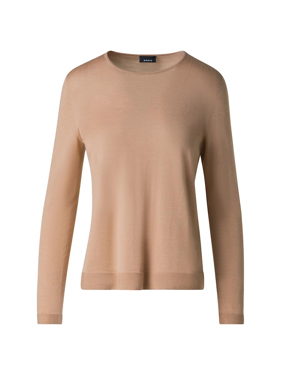 Womens Cashmere-Silk Crewneck Sweater Product Image