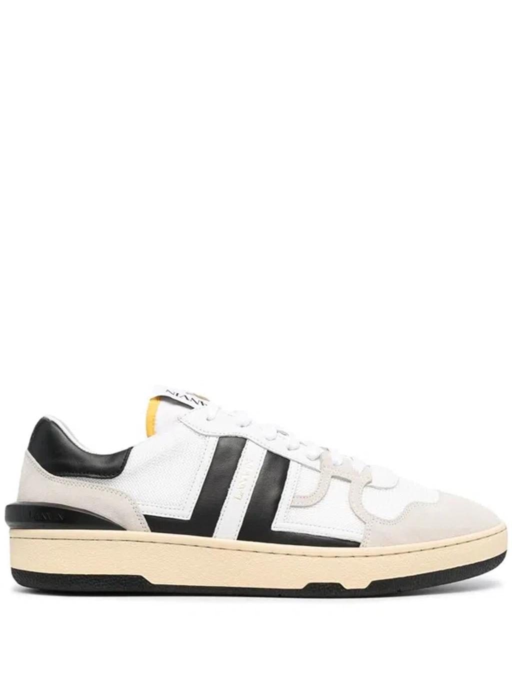 LANVIN Black And White Leather Clay Low Mesh Sneakers Product Image