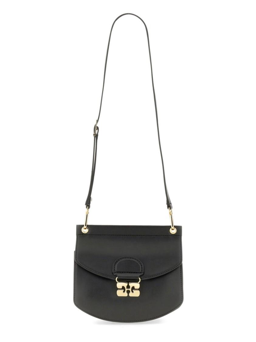GANNI Small Shoulder Bag With Adjustable Strap And Gold-tone Hardware In Black Product Image