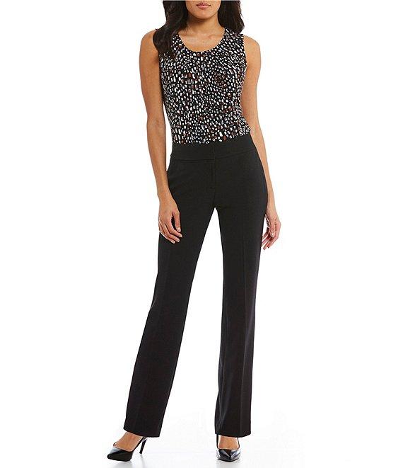 Kasper Solid Crepe Slim Pants Product Image