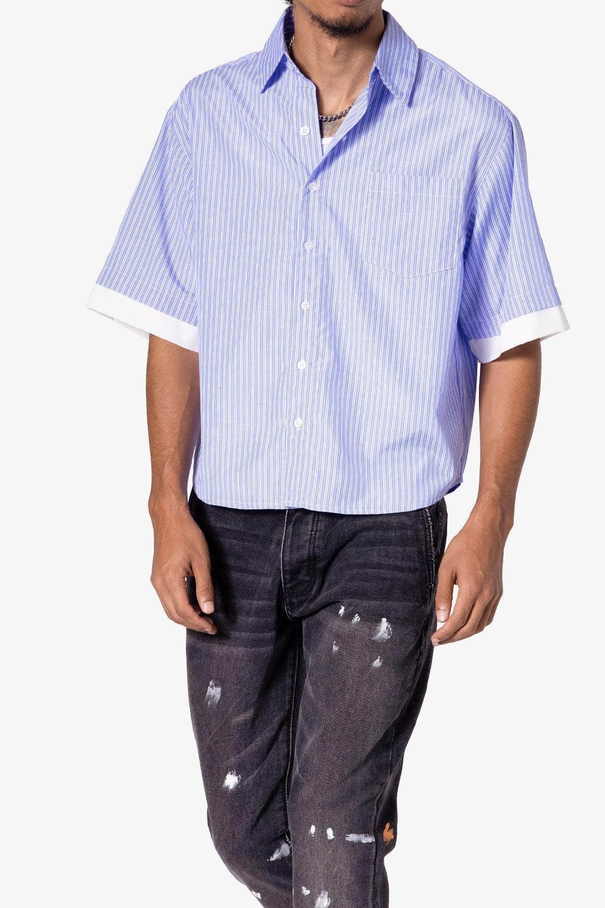 Dual Layered Striped Shirt - Blue Product Image