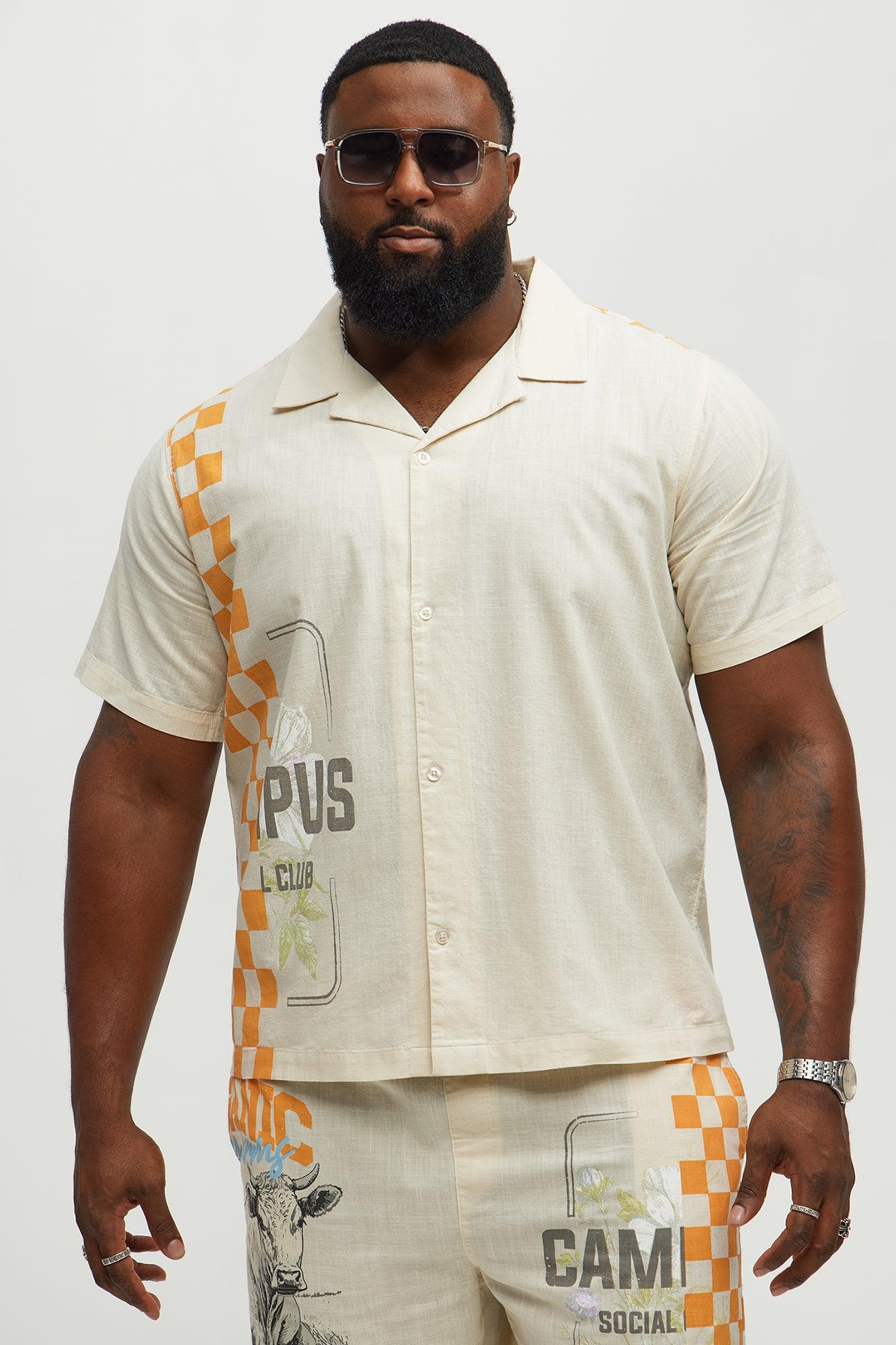 Groves Short Sleeve Button Up Shirt - Cream Male Product Image