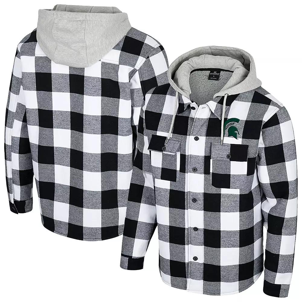Men's Colosseum Black/White Michigan State Spartans Buffalo Plaid Full-Zip Jacket, Size: 2XL Product Image